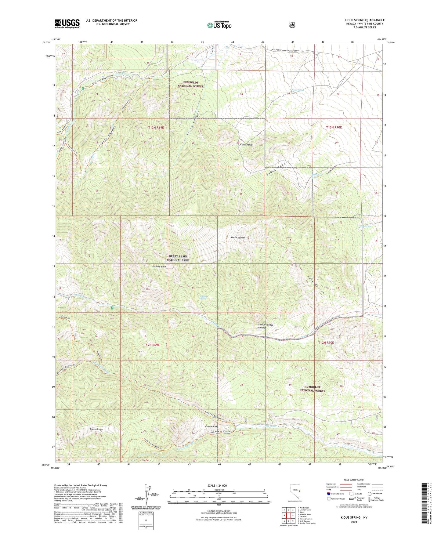 Kious Spring Nevada US Topo Map Image