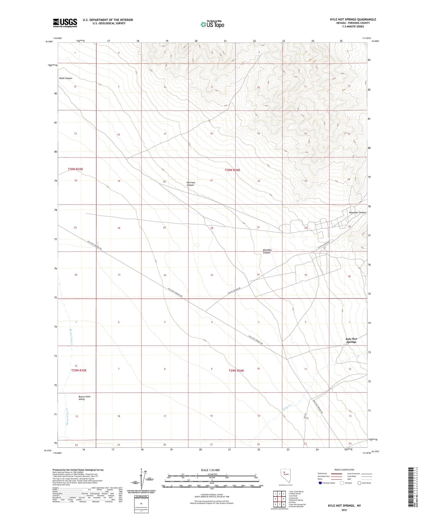 Kyle Hot Springs Nevada US Topo Map Image