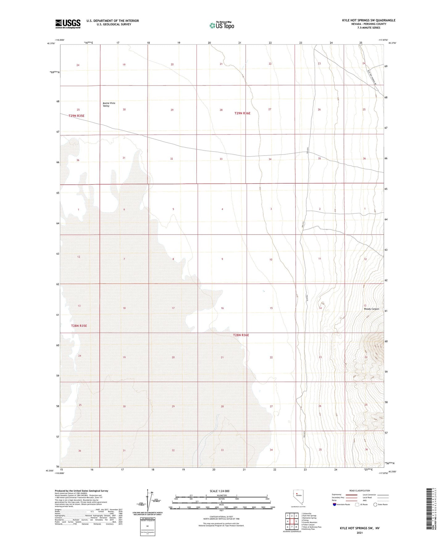 Kyle Hot Springs SW Nevada US Topo Map Image
