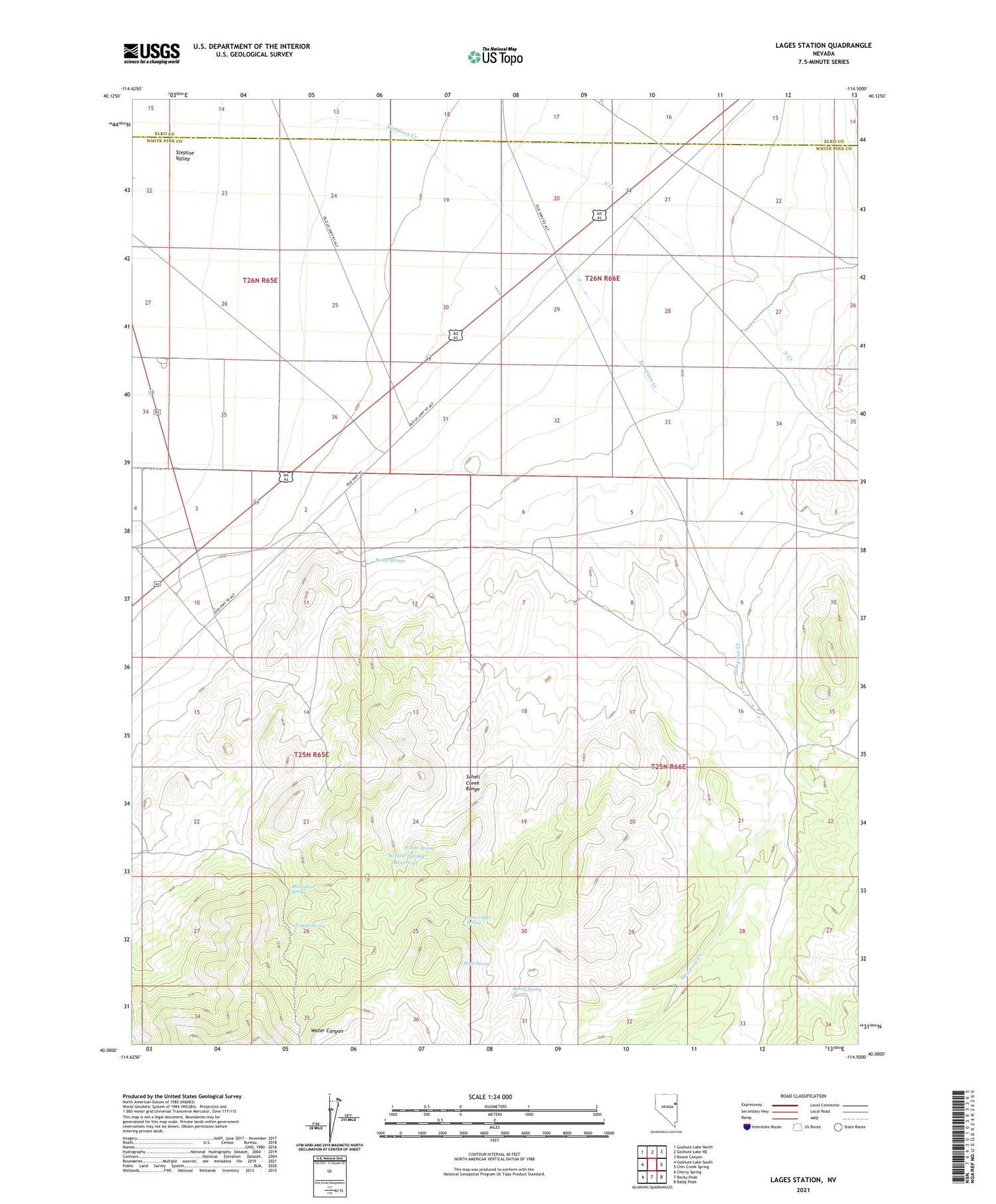 Lages Station Nevada US Topo Map Image