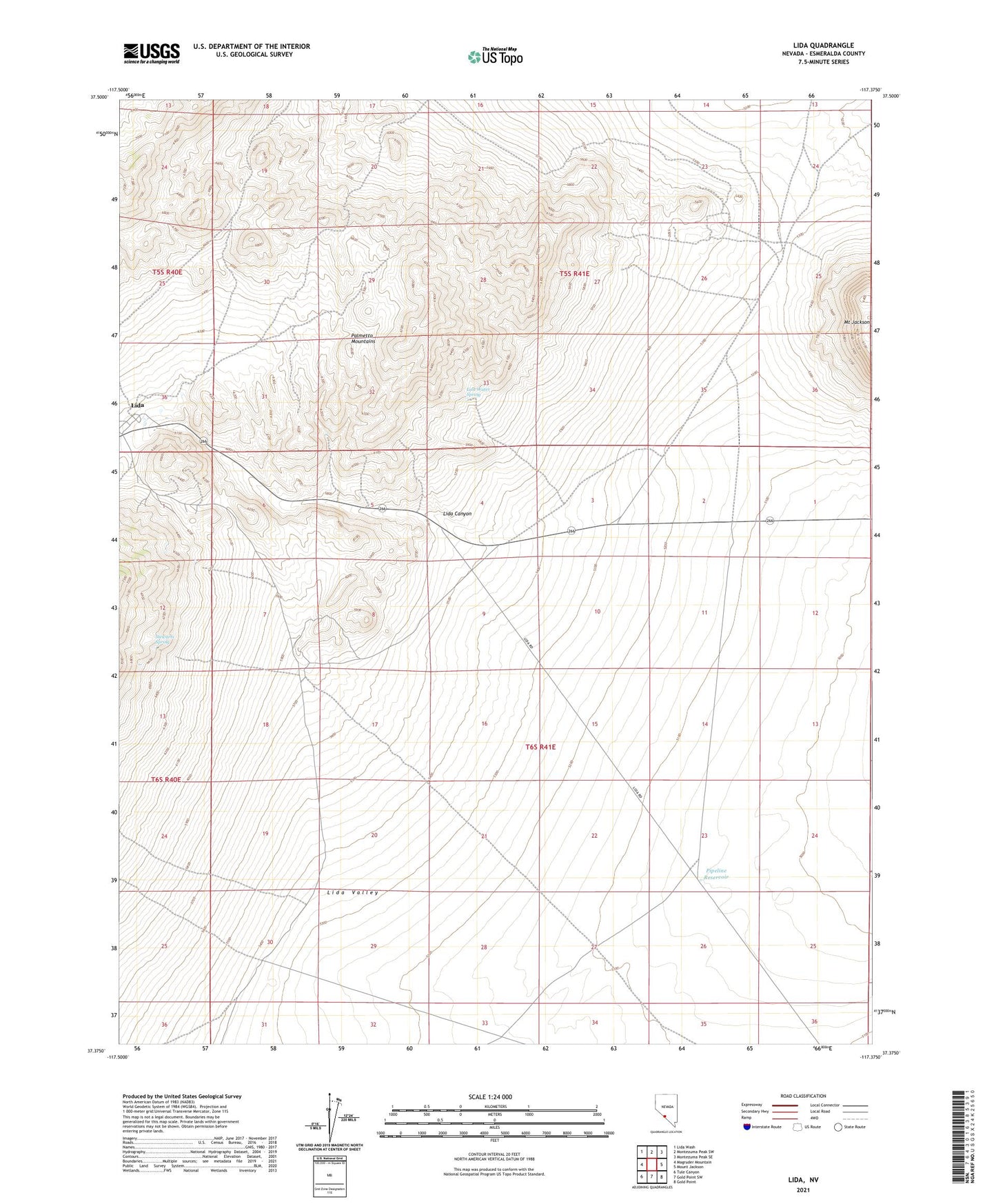 Lida Nevada US Topo Map Image