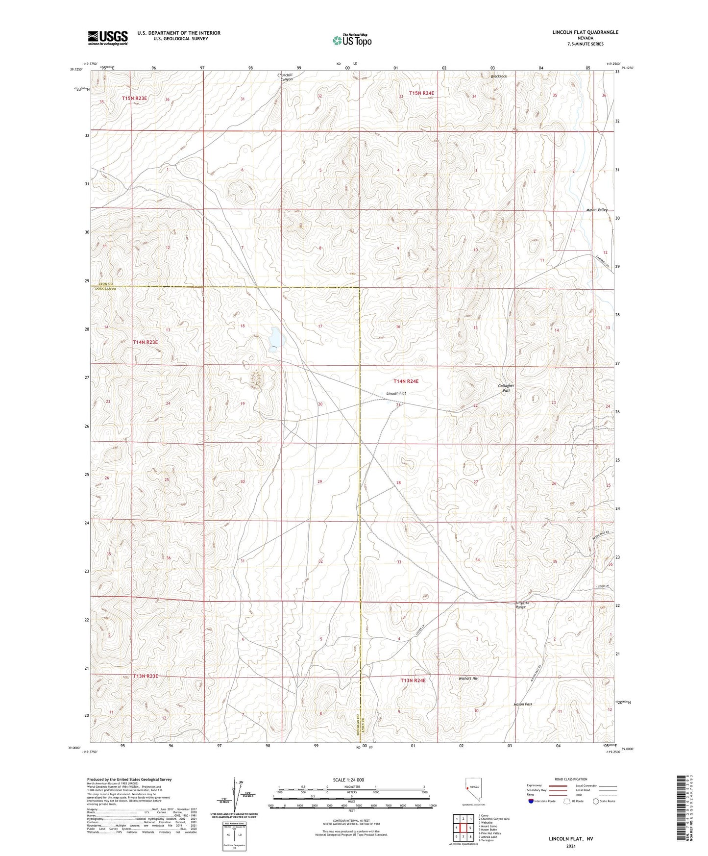 Lincoln Flat Nevada US Topo Map Image