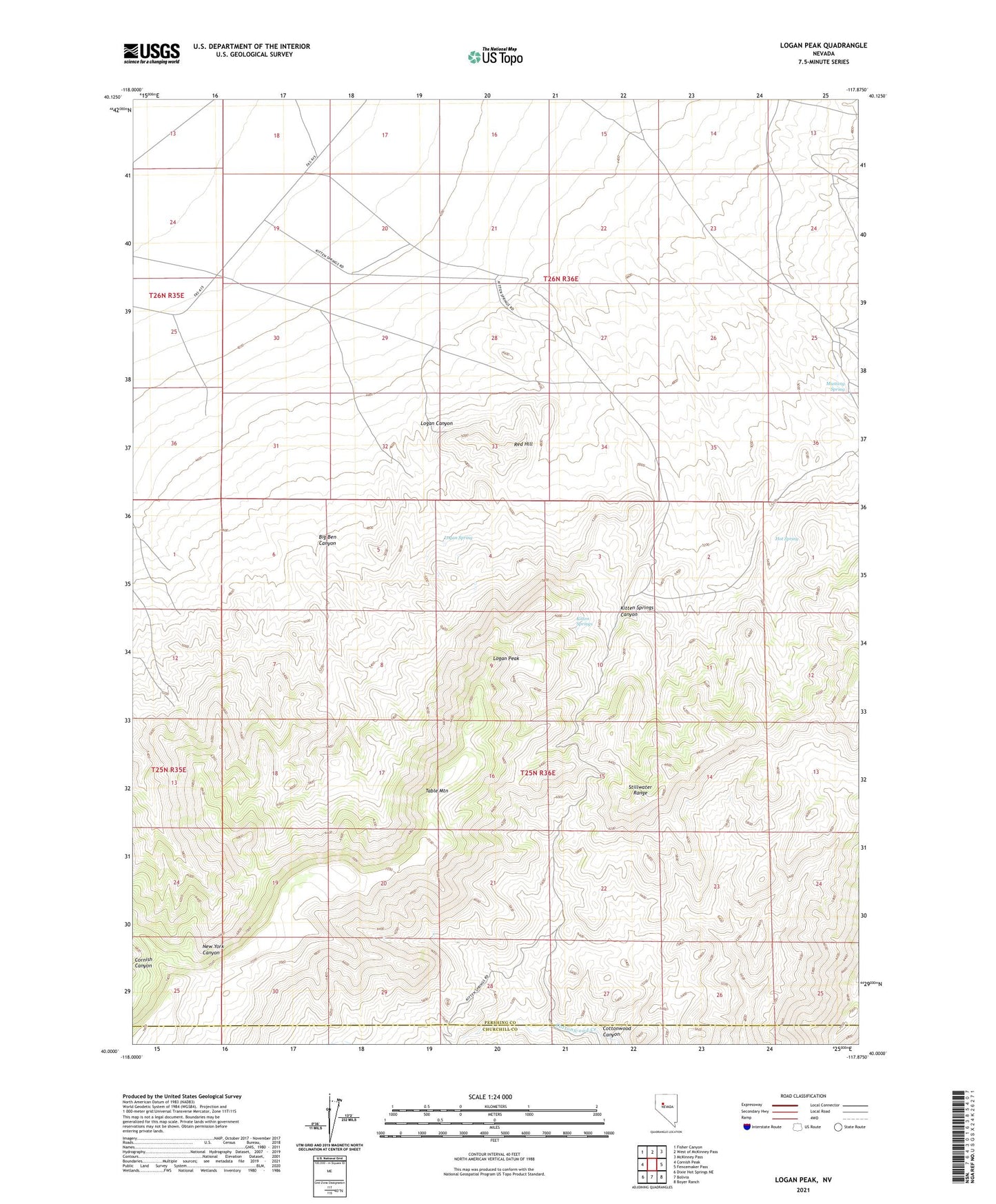 Logan Peak Nevada US Topo Map Image