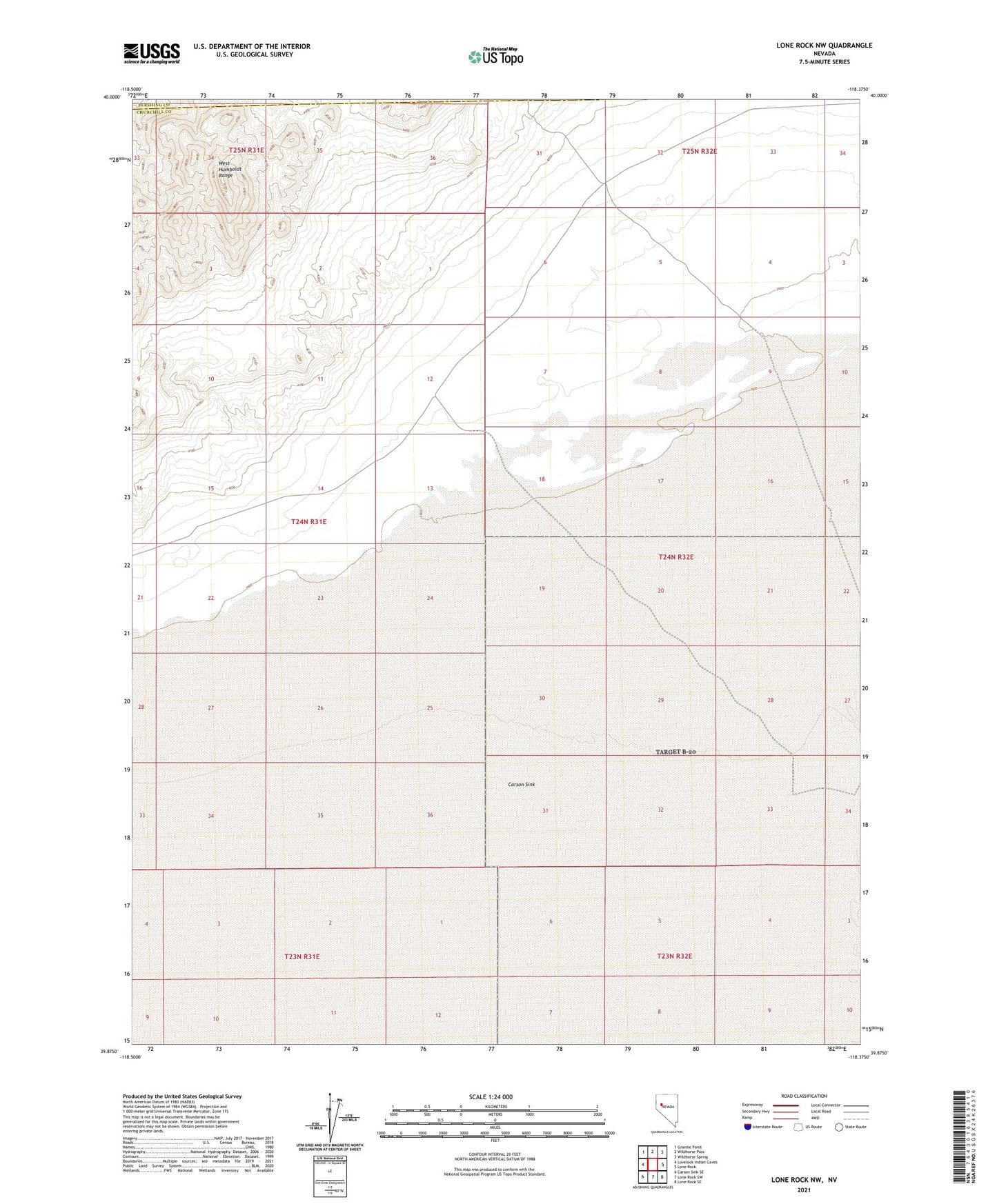 Lone Rock NW Nevada US Topo Map Image