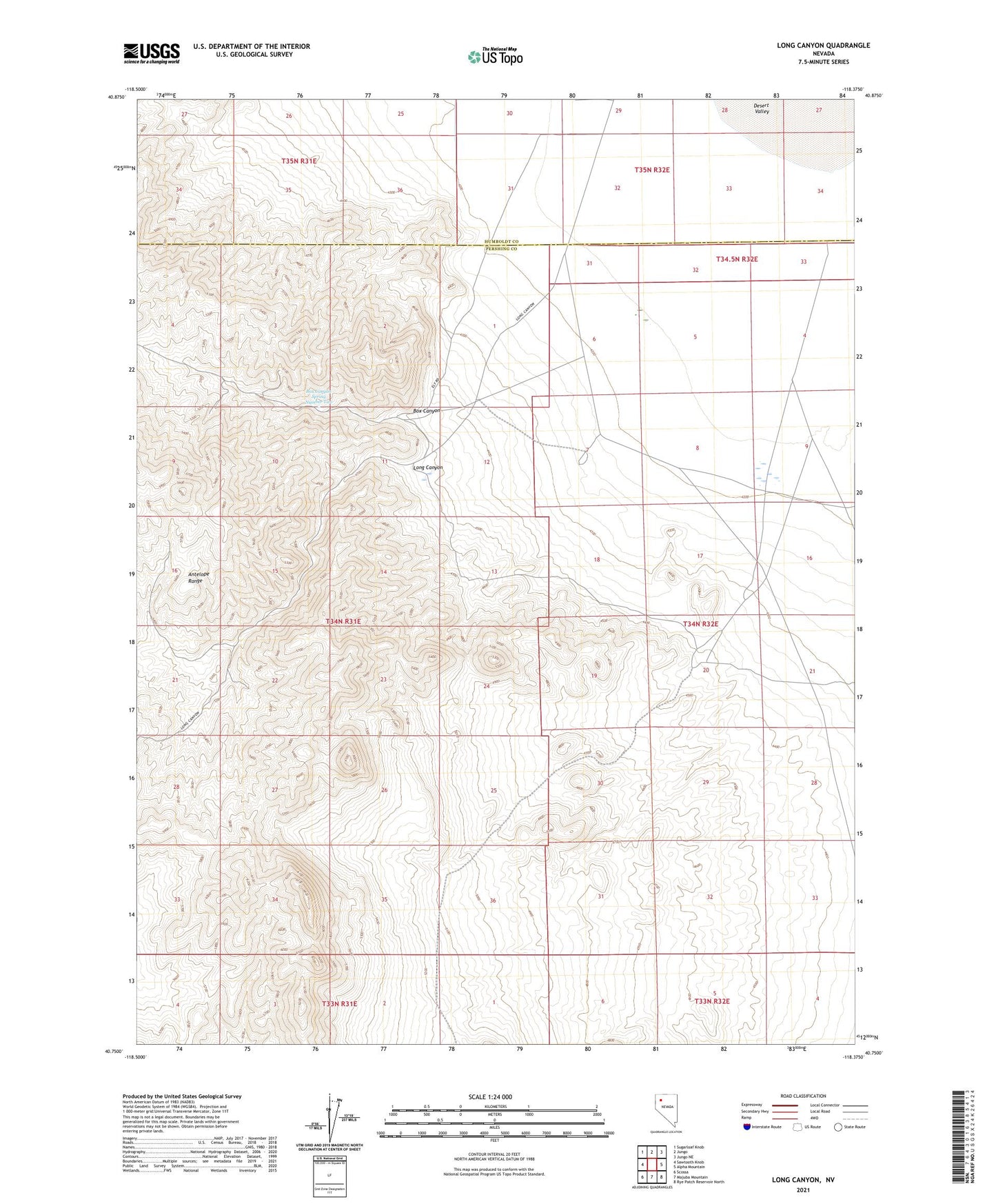 Long Canyon Nevada US Topo Map Image