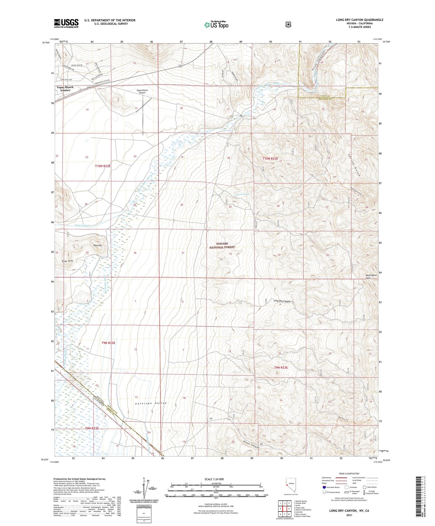 Long Dry Canyon Nevada US Topo Map Image