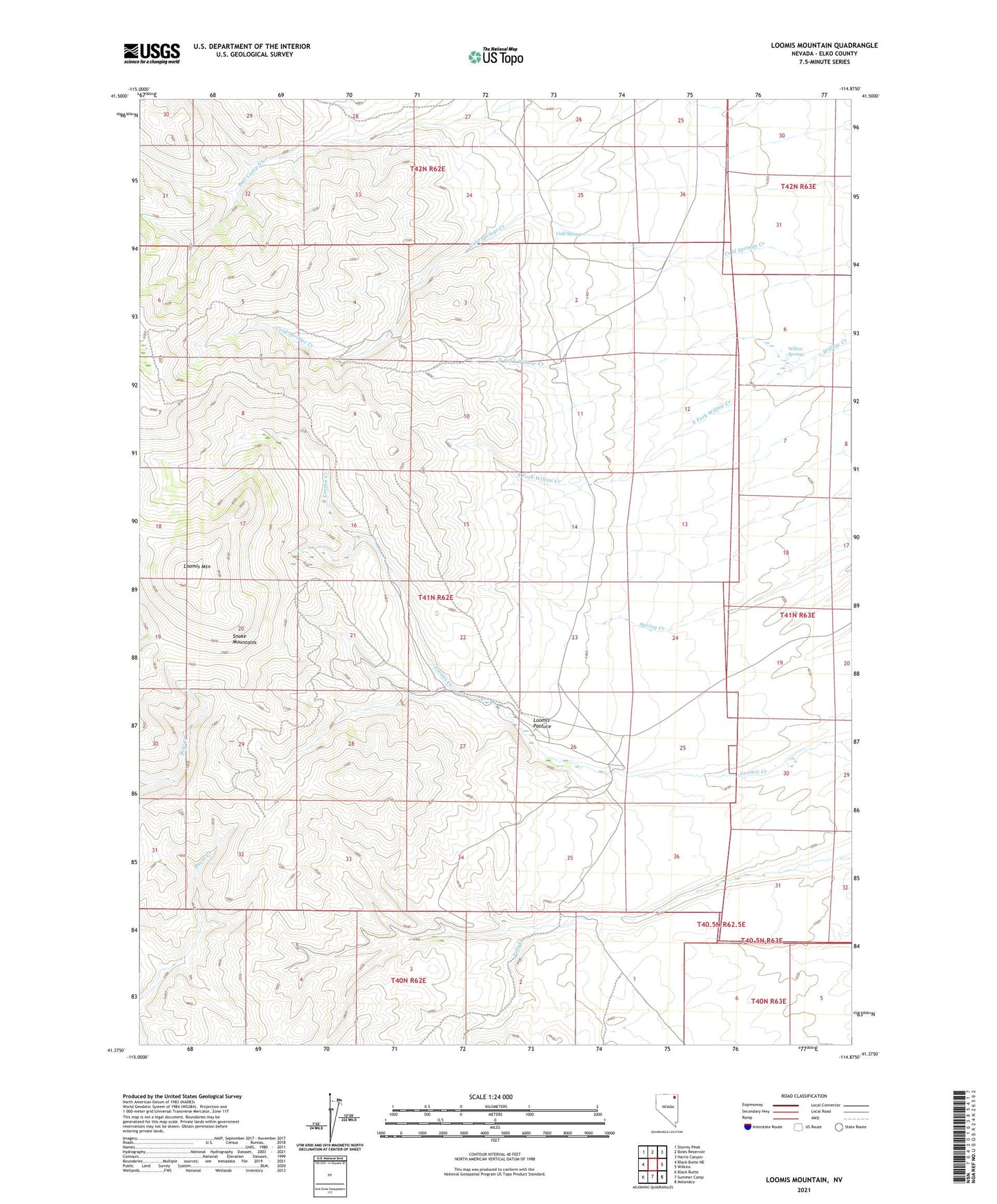 Loomis Mountain Nevada US Topo Map Image
