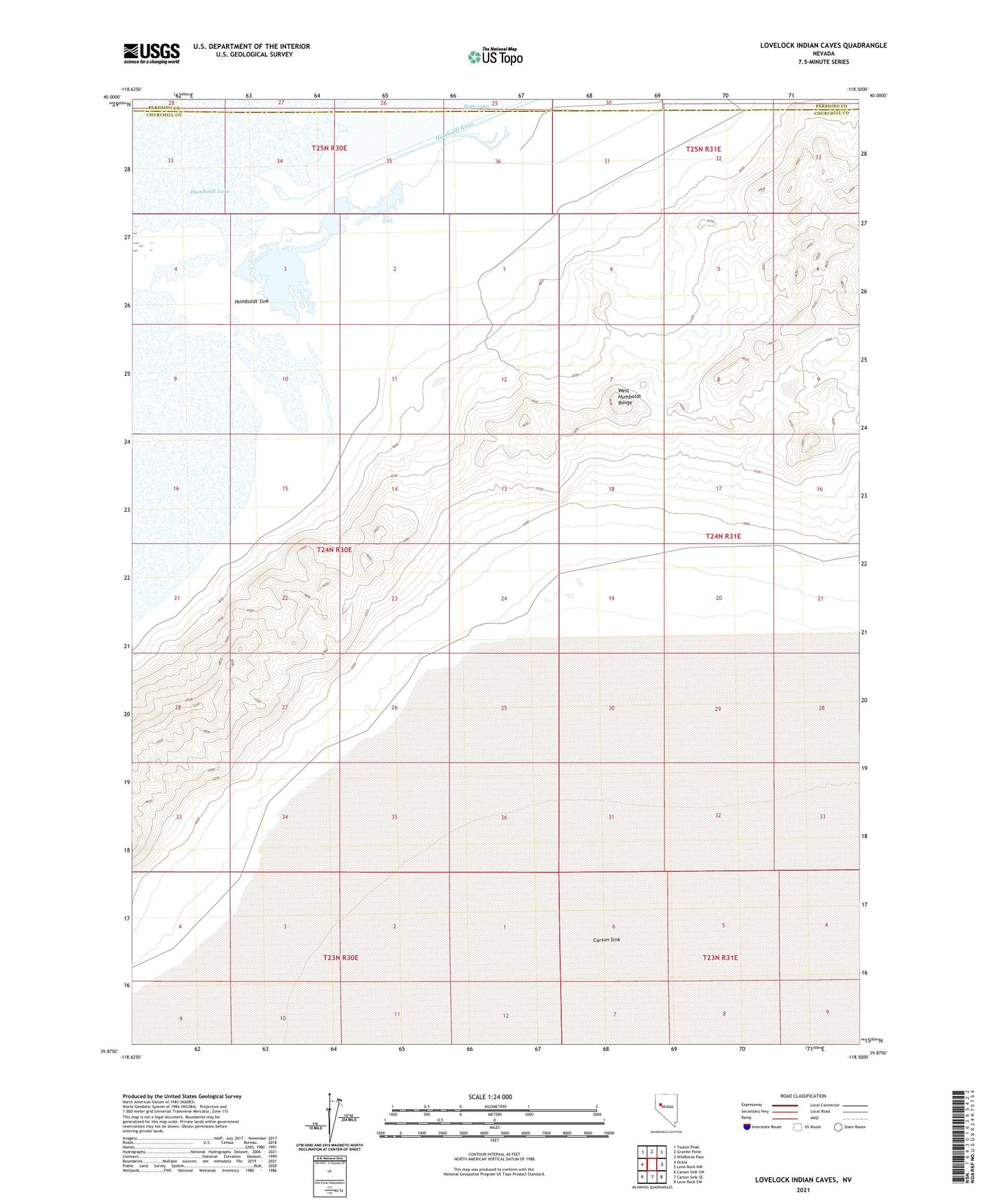 Lovelock Indian Caves Nevada US Topo Map Image