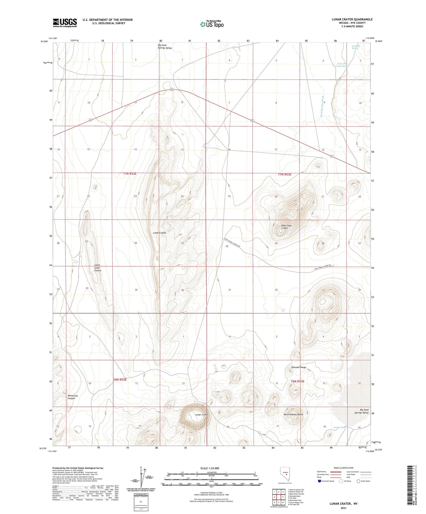 Lunar Crater Nevada US Topo Map Image