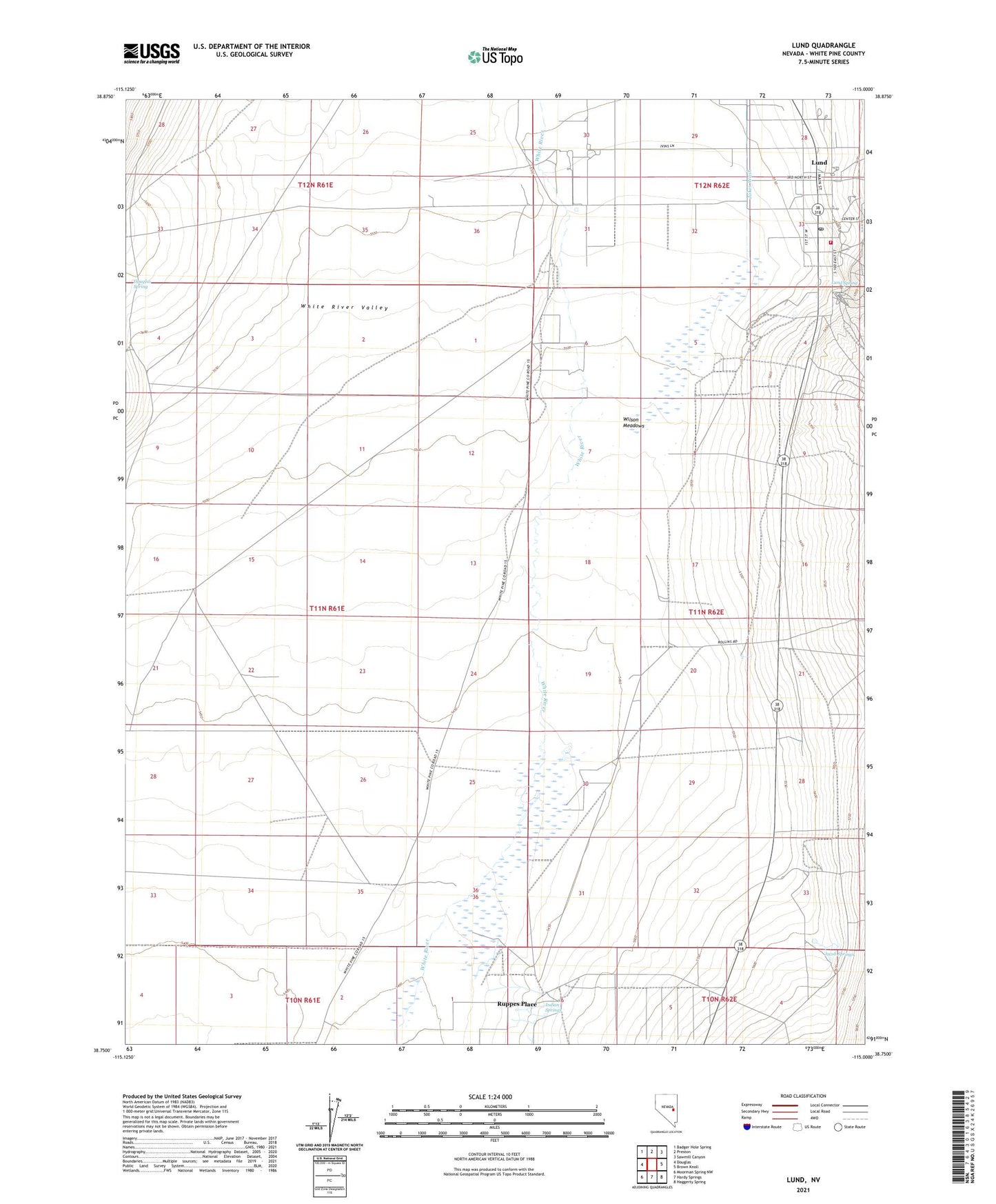 Lund Nevada US Topo Map Image