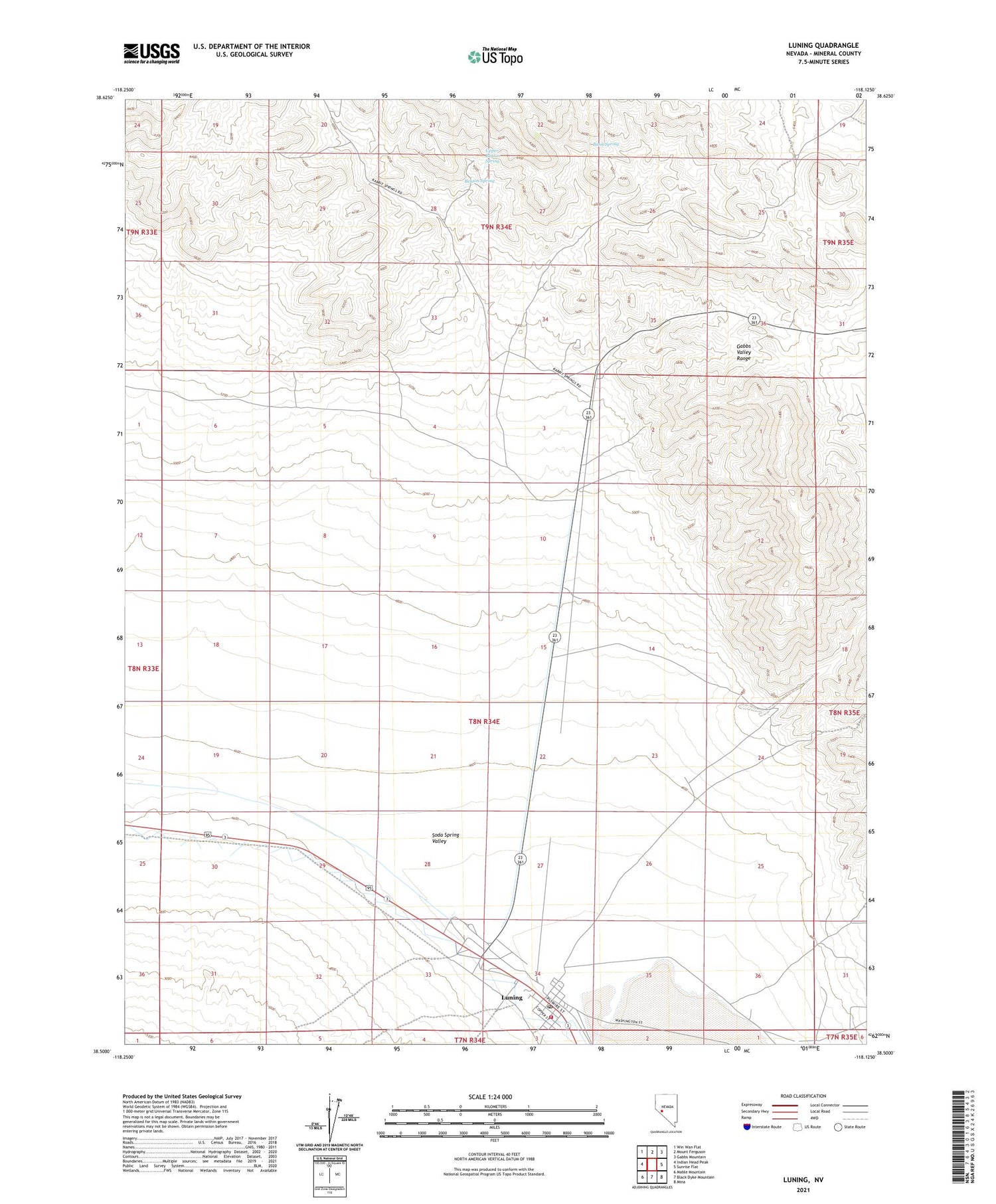 Luning Nevada US Topo Map Image