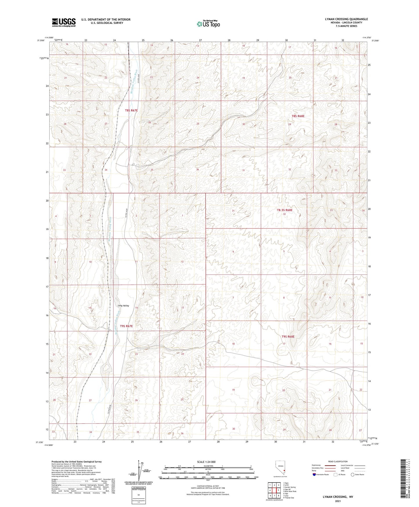 Lyman Crossing Nevada US Topo Map Image