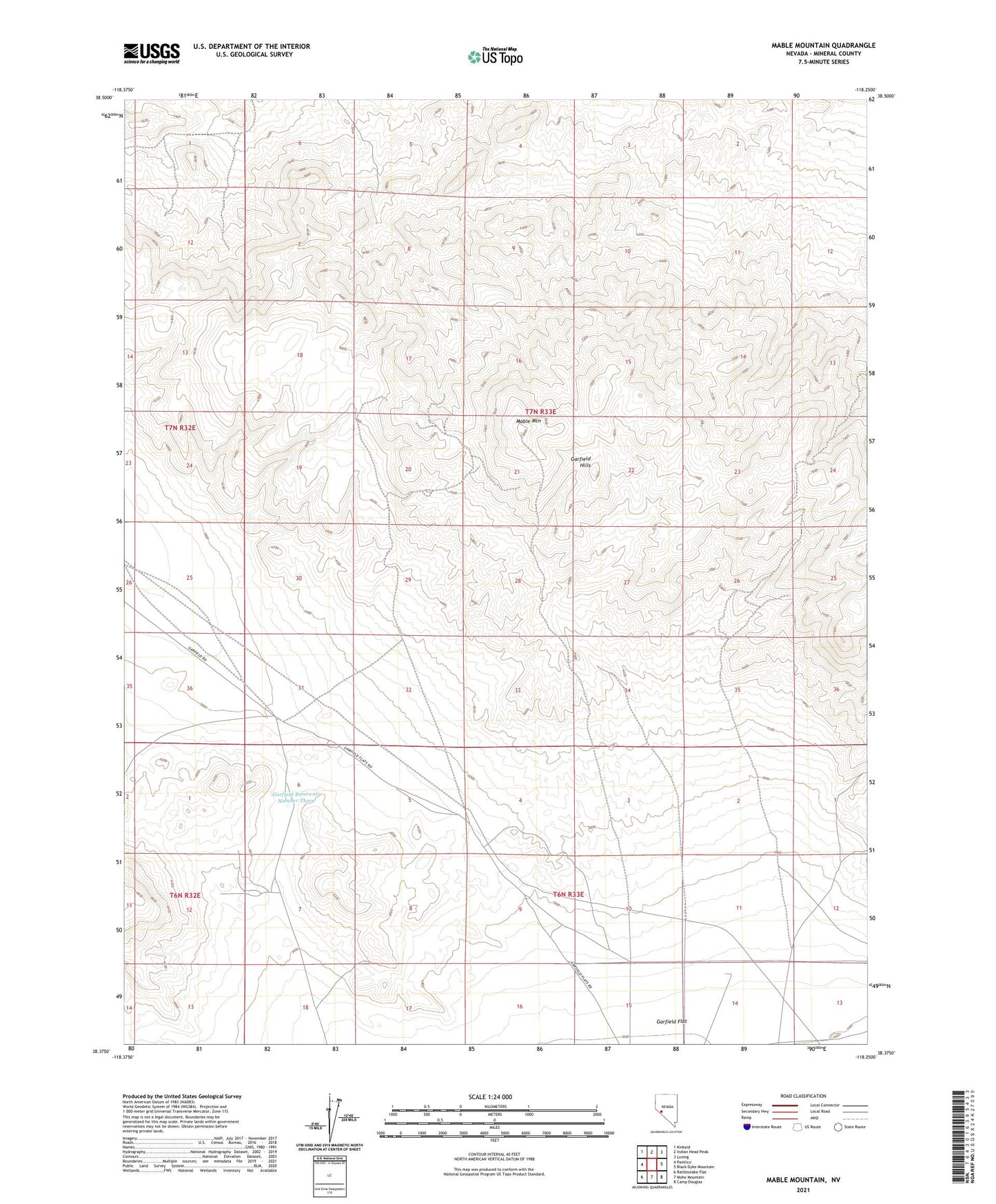 Mable Mountain Nevada US Topo Map Image