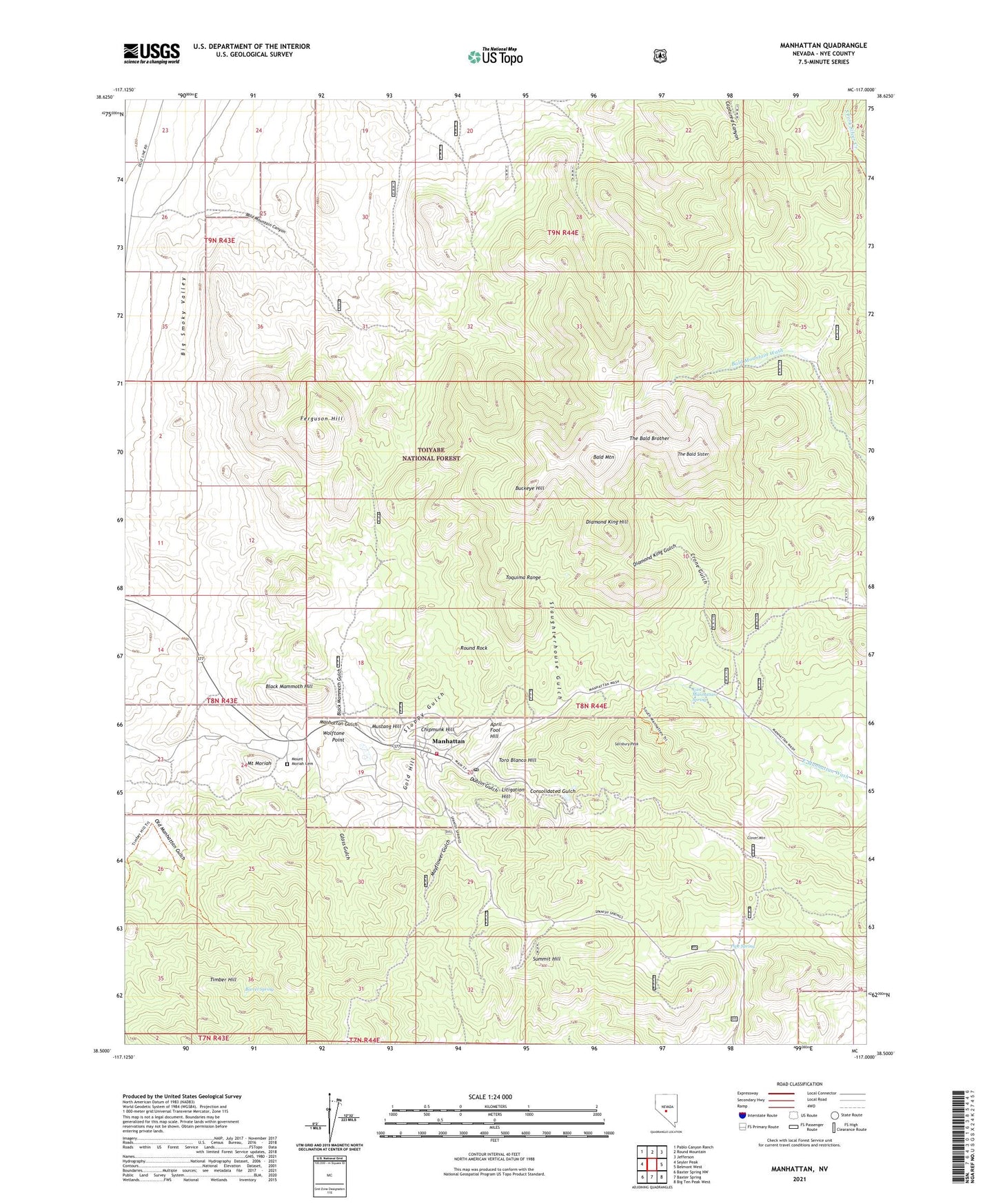 Manhattan Nevada US Topo Map Image