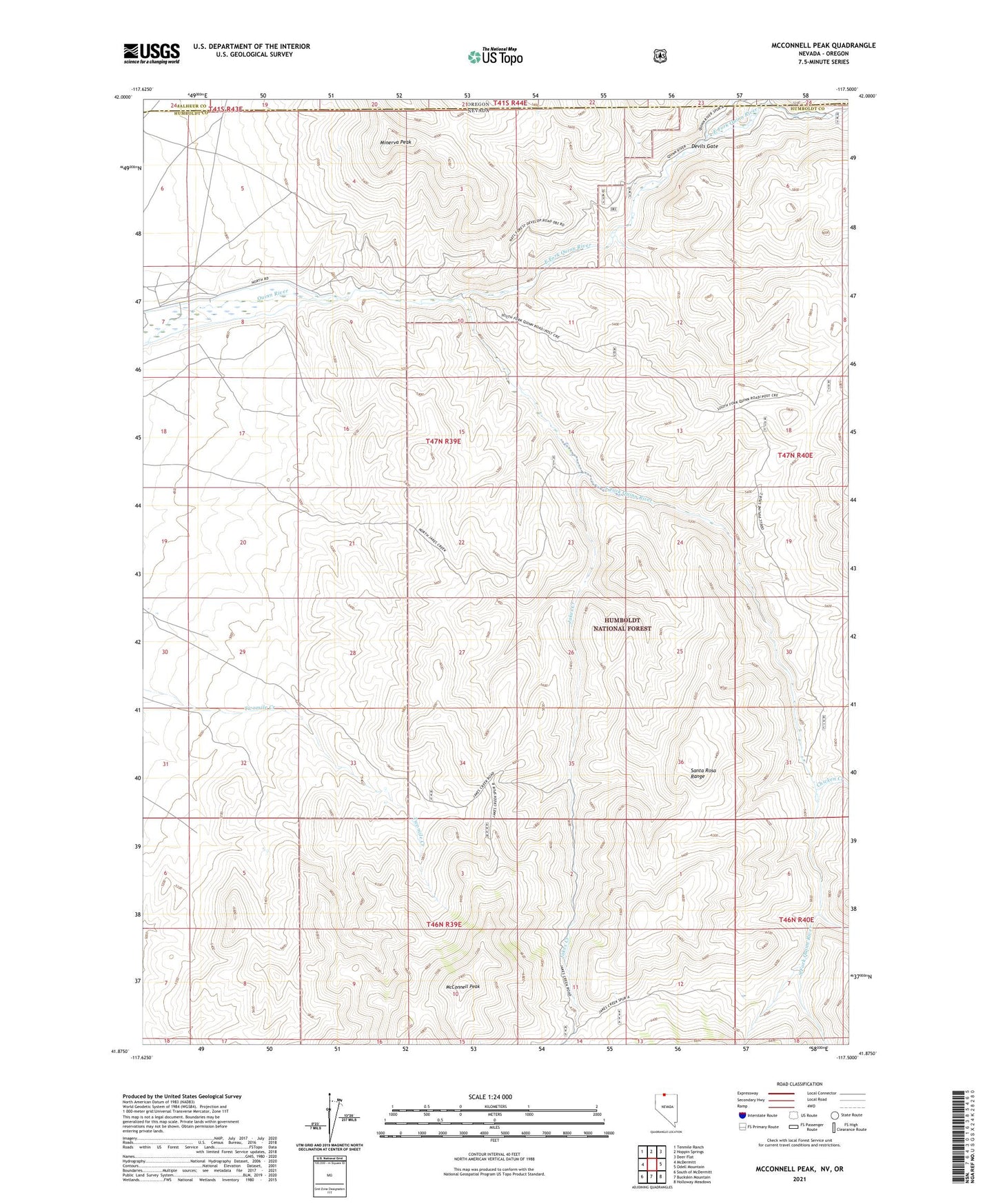 McConnell Peak Nevada US Topo Map Image
