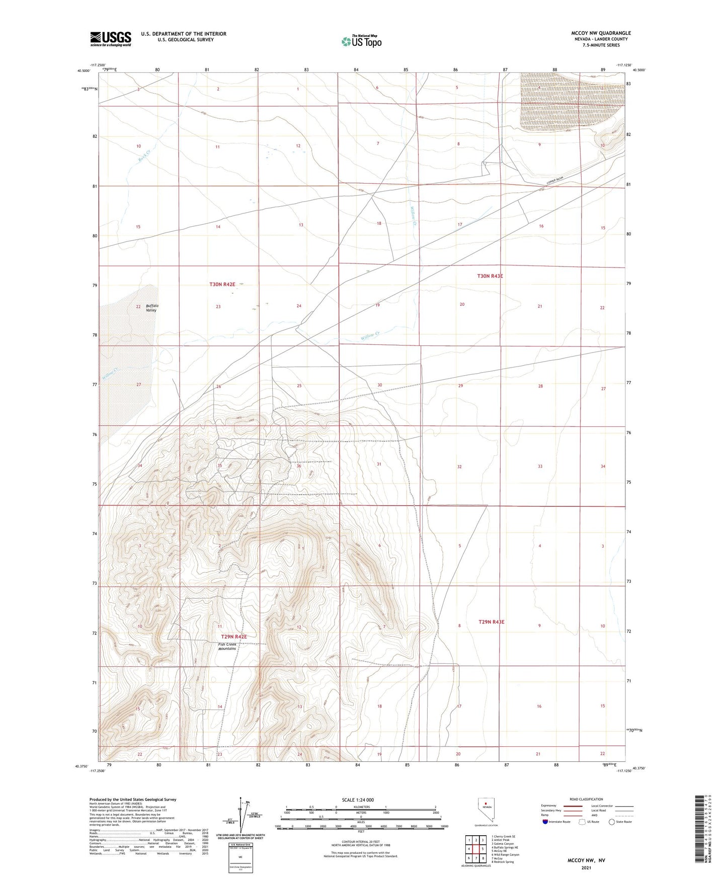 McCoy NW Nevada US Topo Map Image