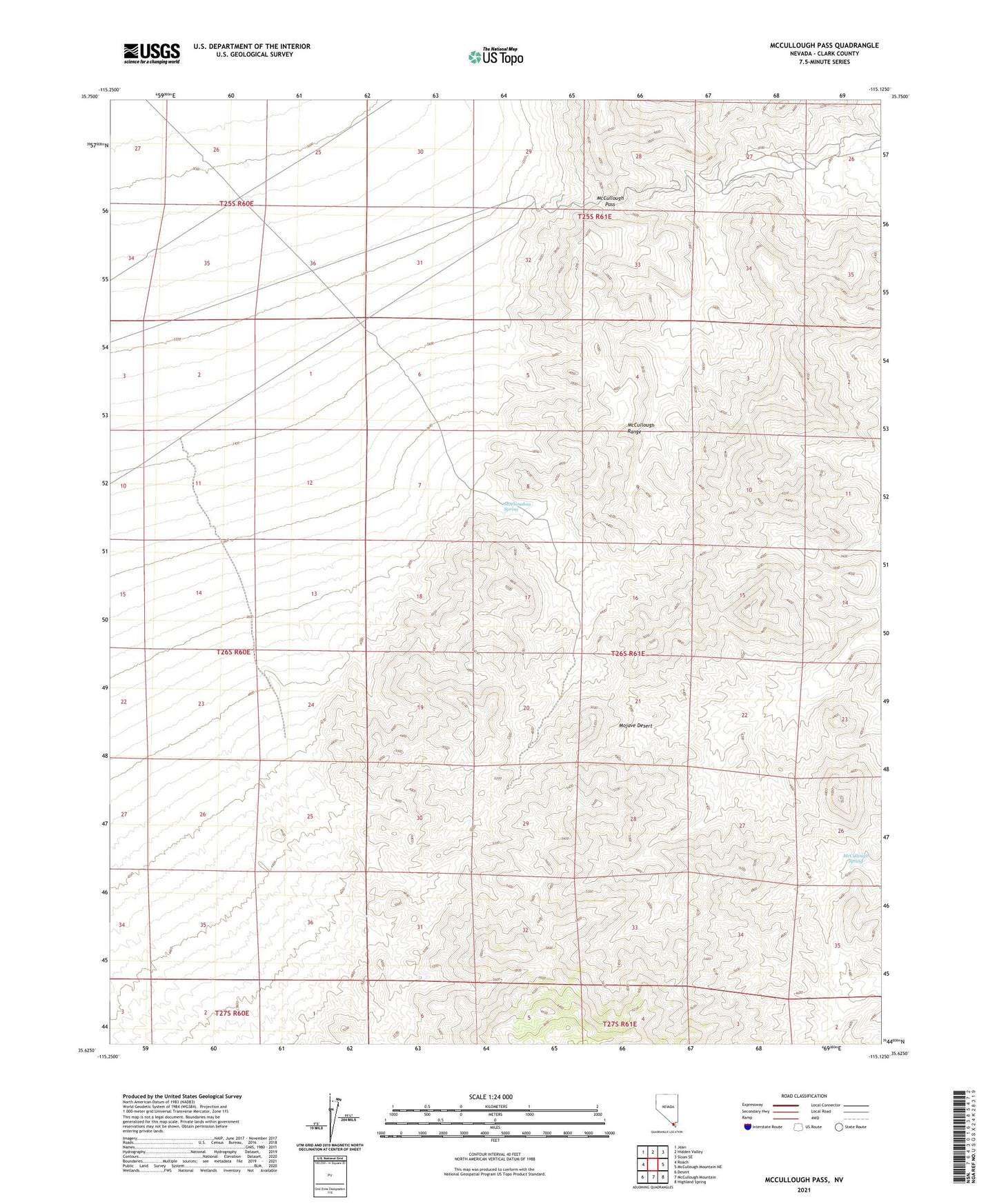 McCullough Pass Nevada US Topo Map Image