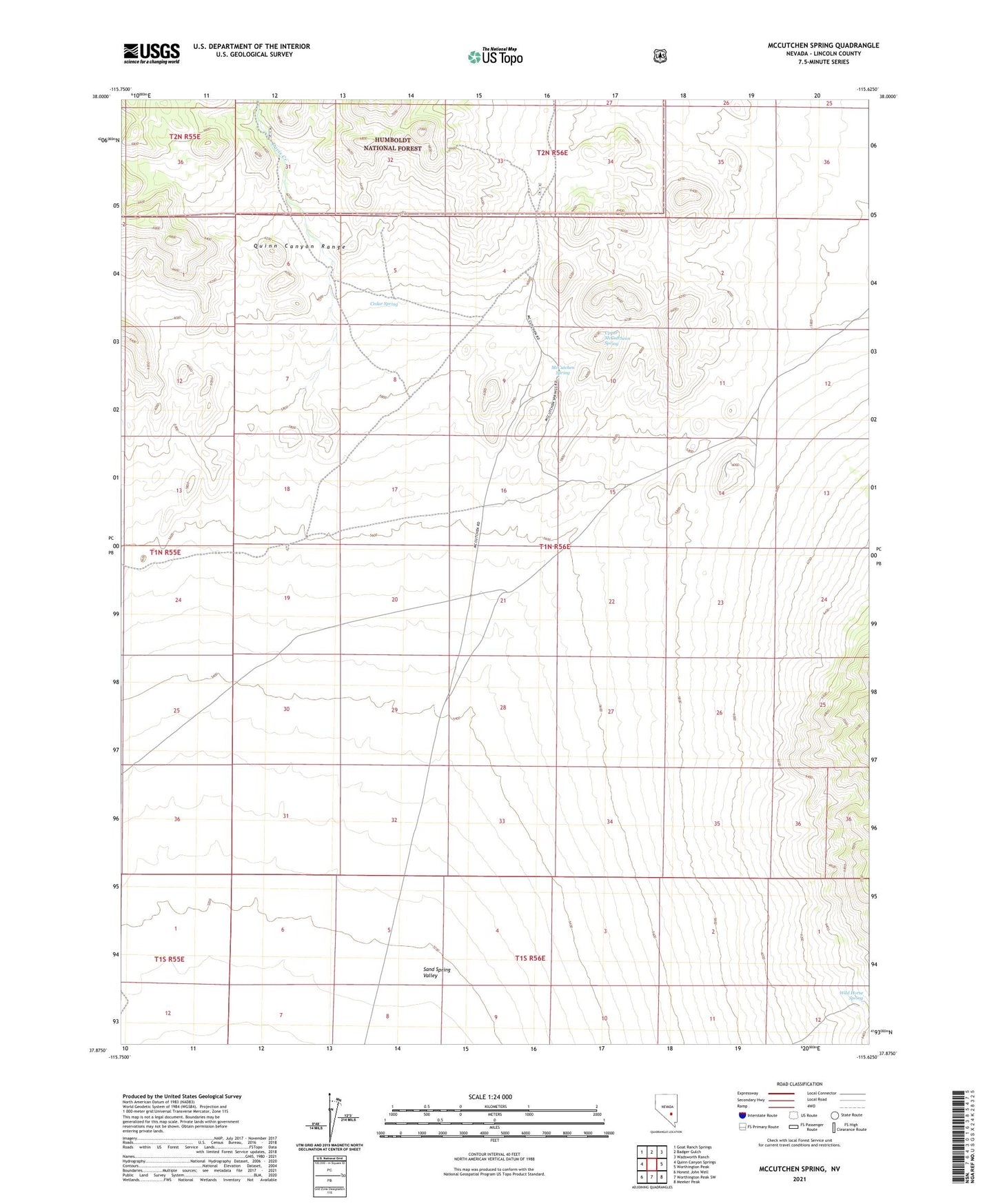 McCutchen Spring Nevada US Topo Map Image