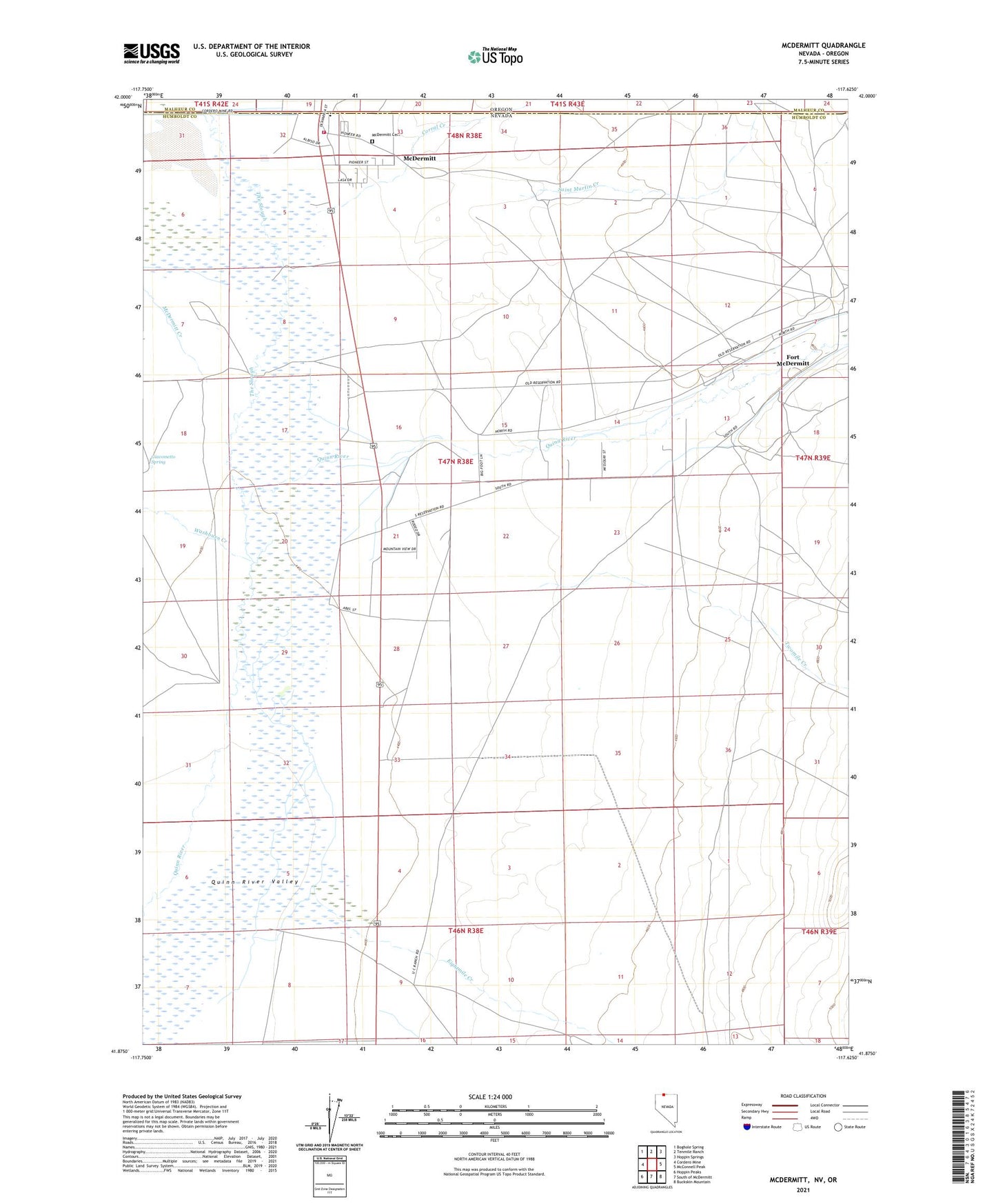 McDermitt Nevada US Topo Map Image