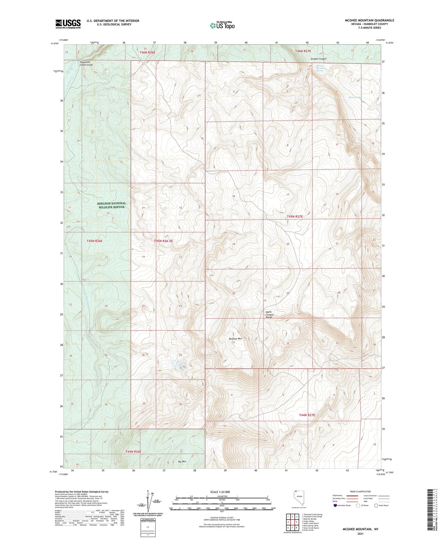 McGhee Mountain Nevada US Topo Map Image