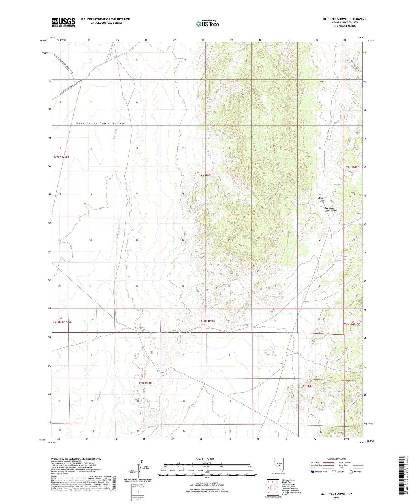 McIntyre Summit Nevada US Topo Map Image