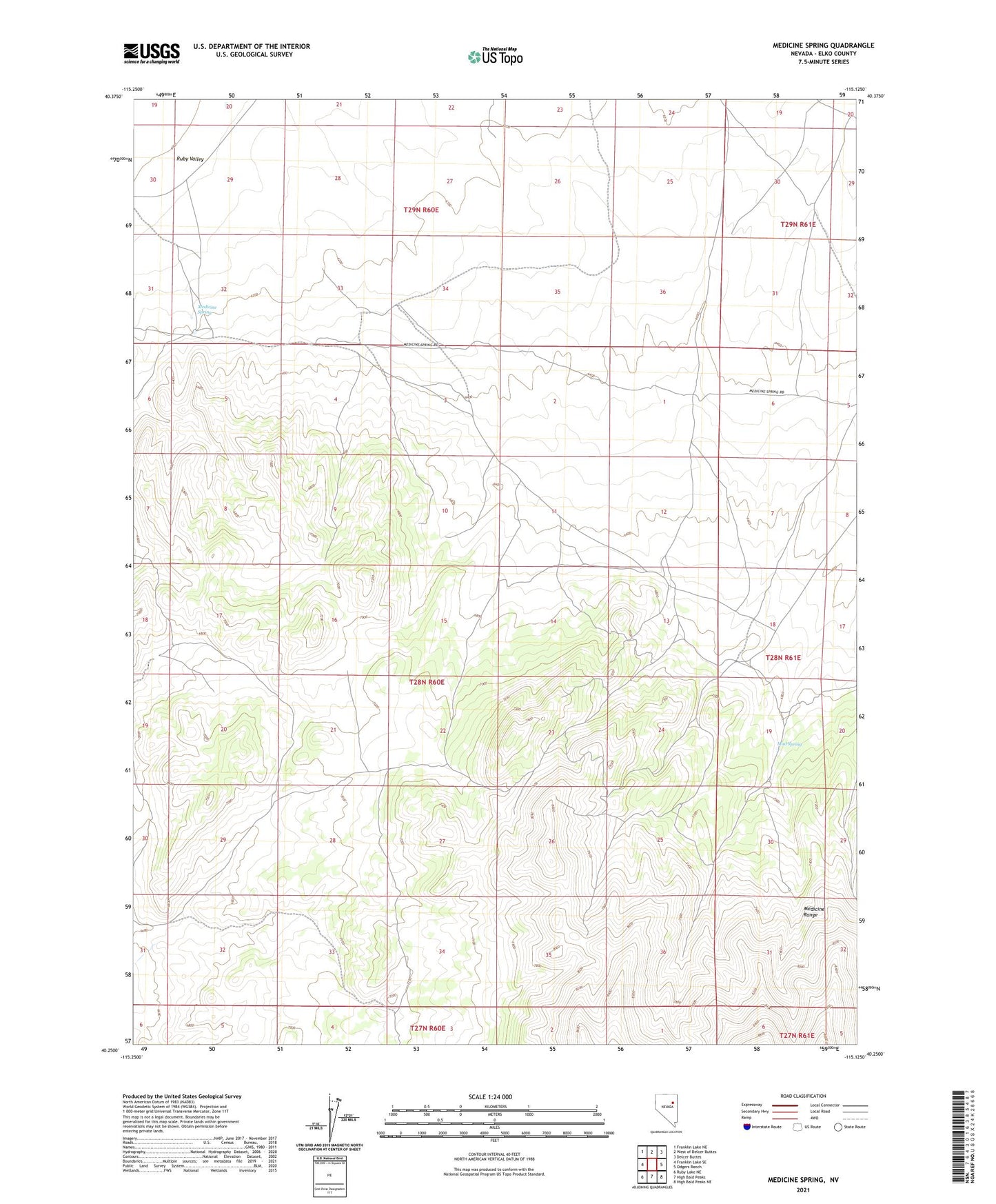 Medicine Spring Nevada US Topo Map Image