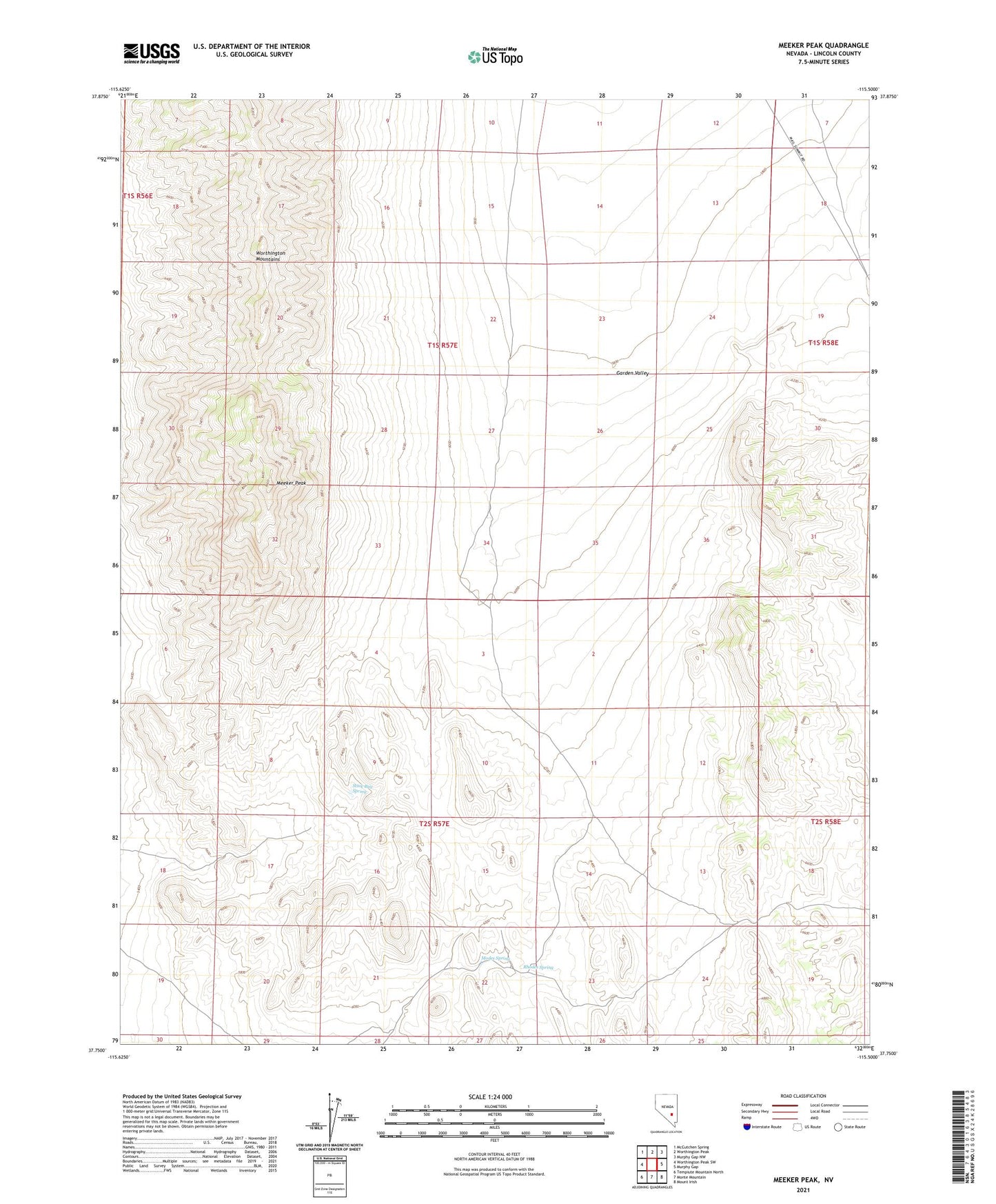 Meeker Peak Nevada US Topo Map Image