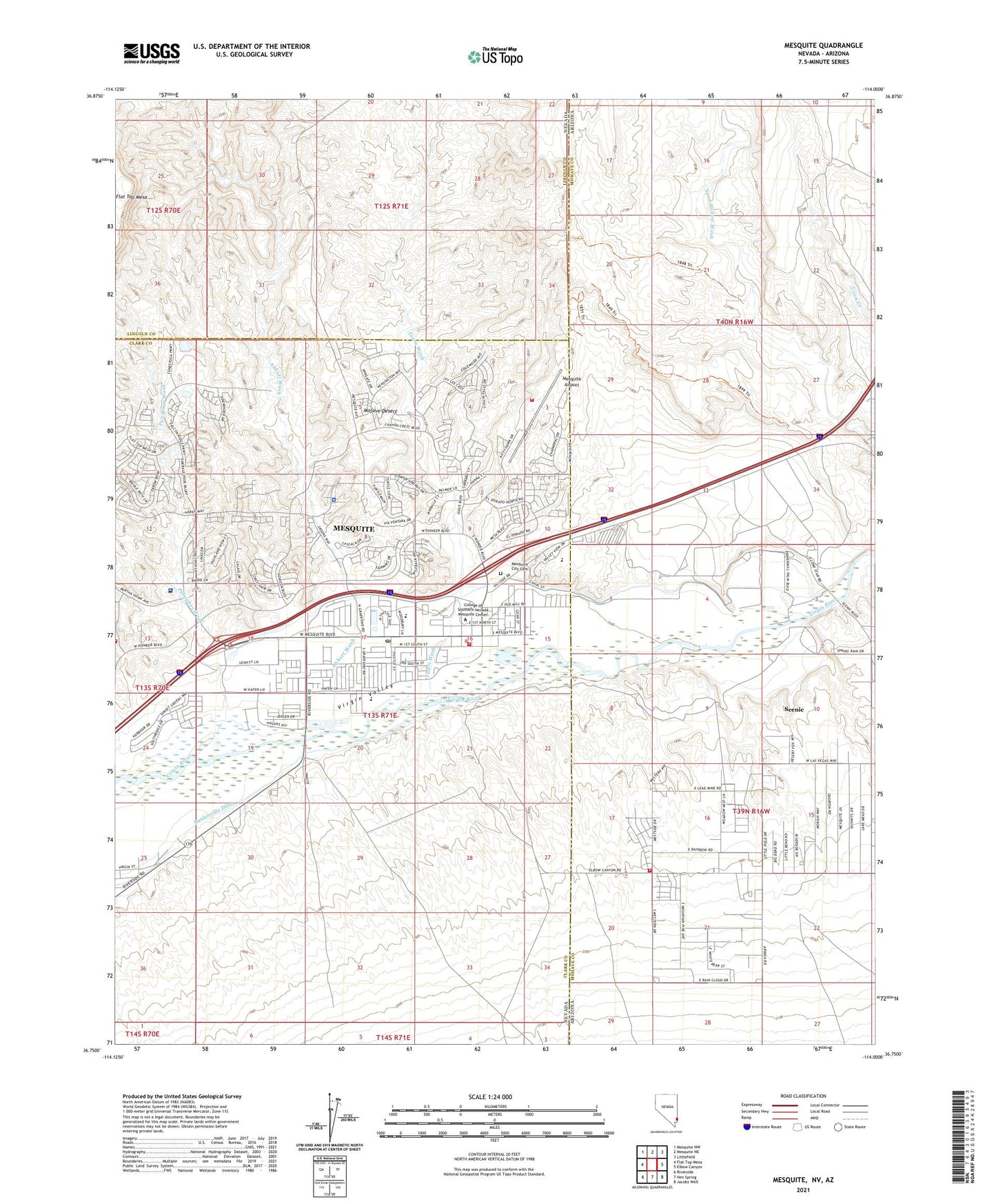 Mesquite Nevada US Topo Map Image