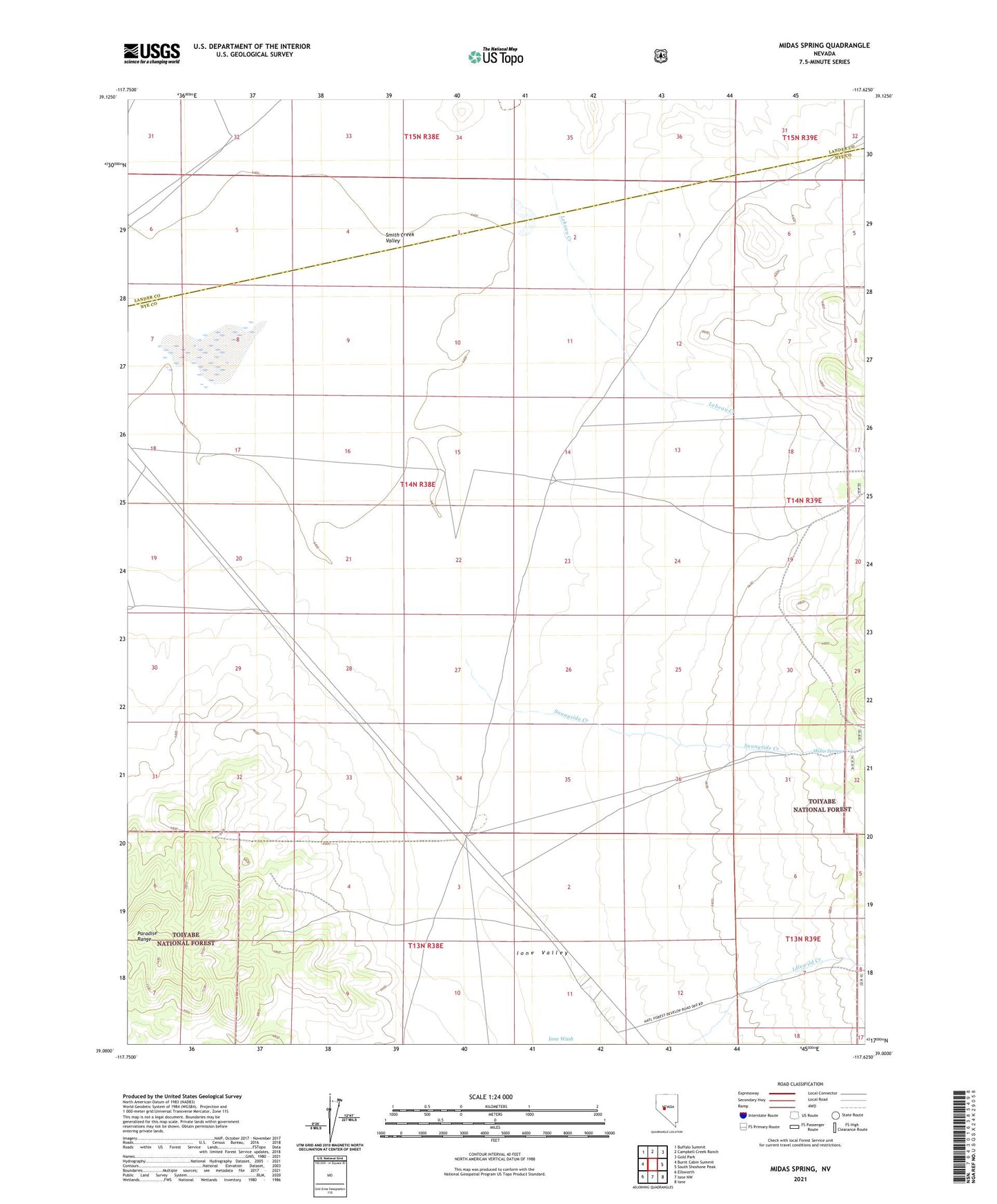 Midas Spring Nevada US Topo Map Image
