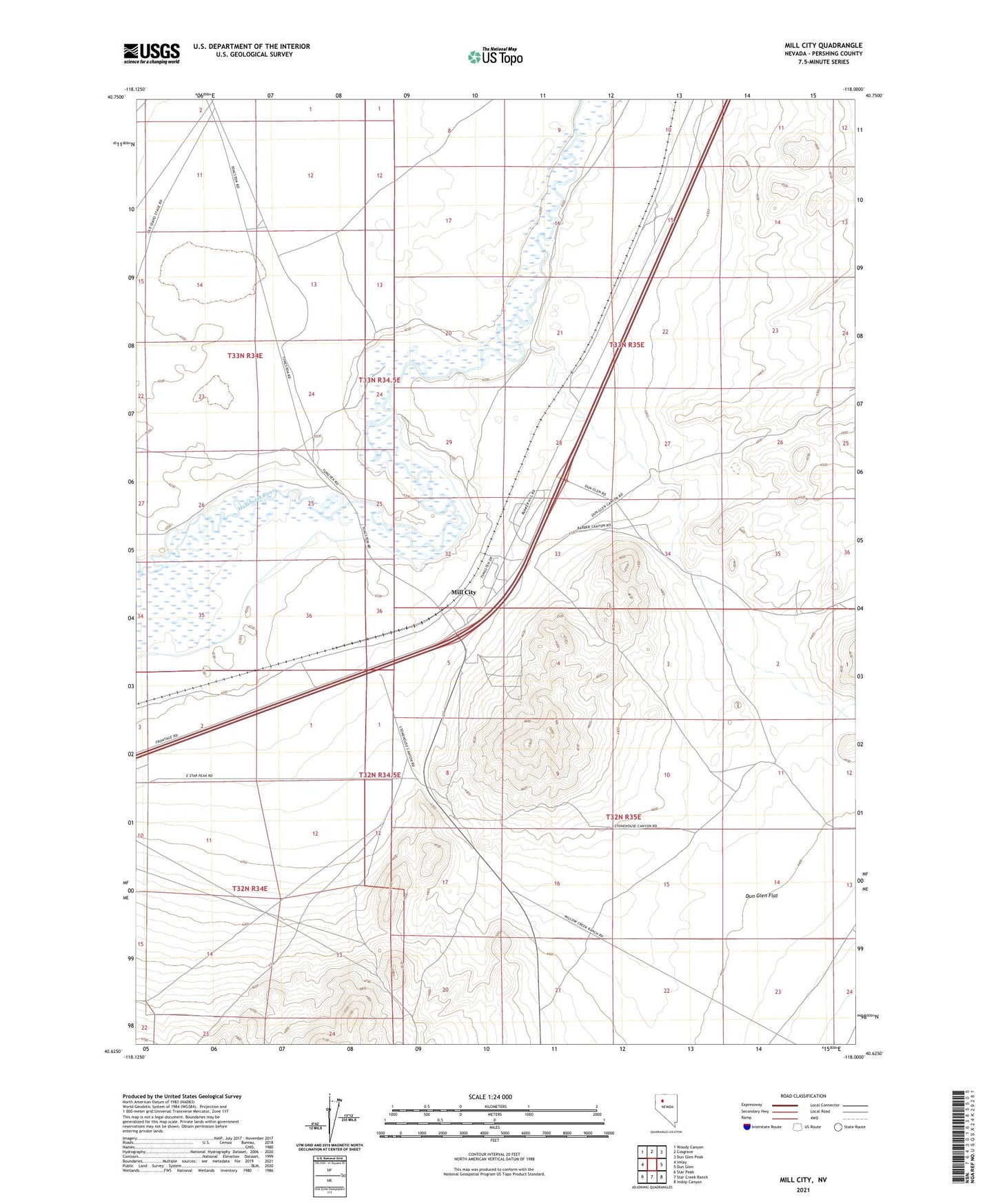 Mill City Nevada US Topo Map Image
