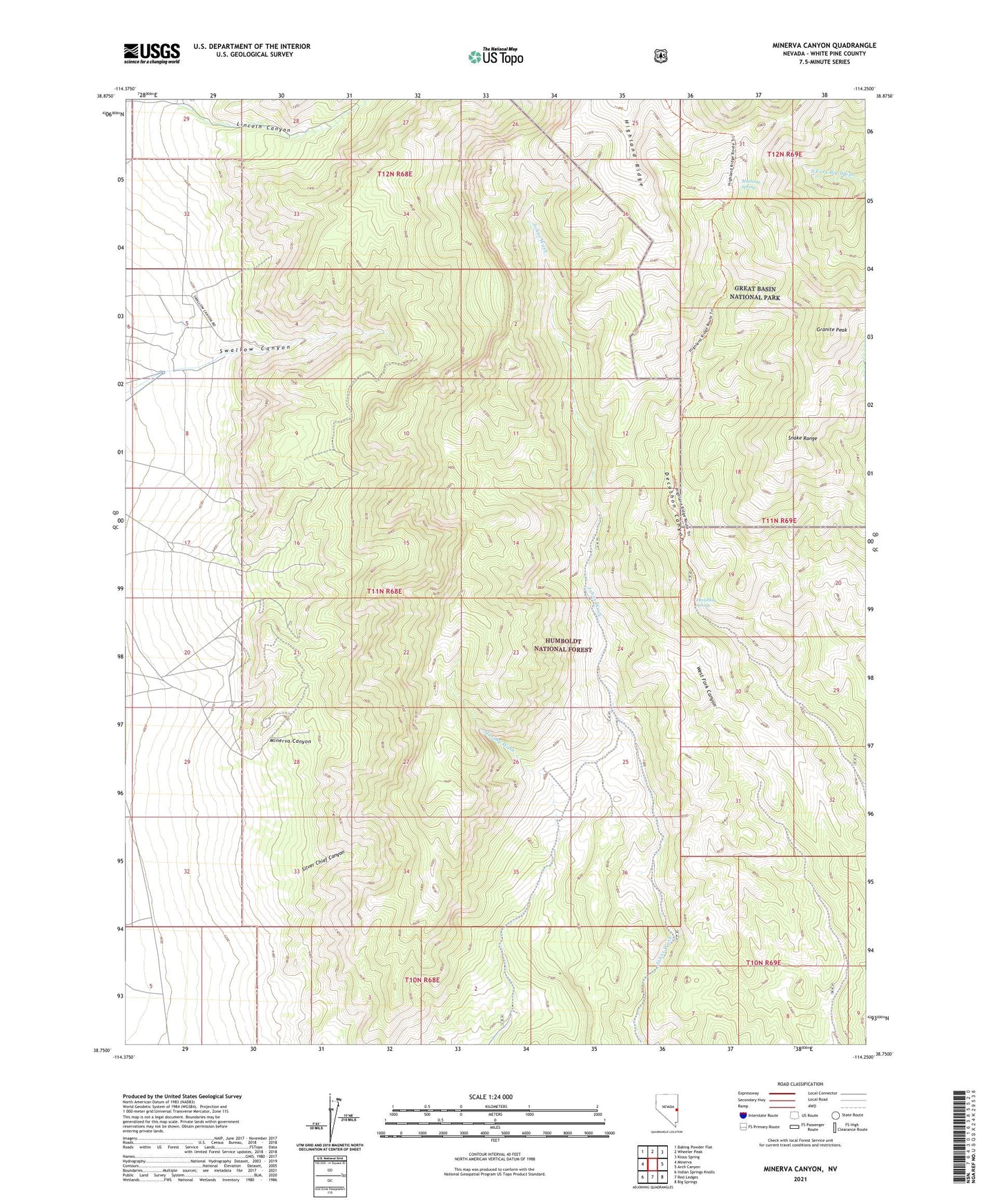 Minerva Canyon Nevada US Topo Map Image