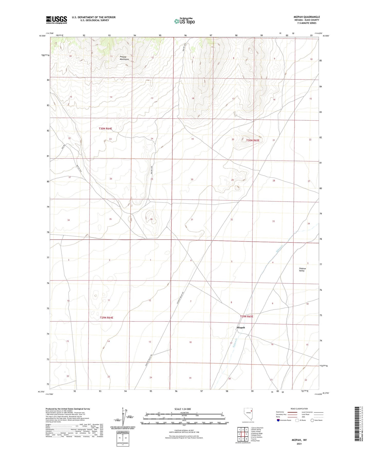 Mizpah Nevada US Topo Map Image