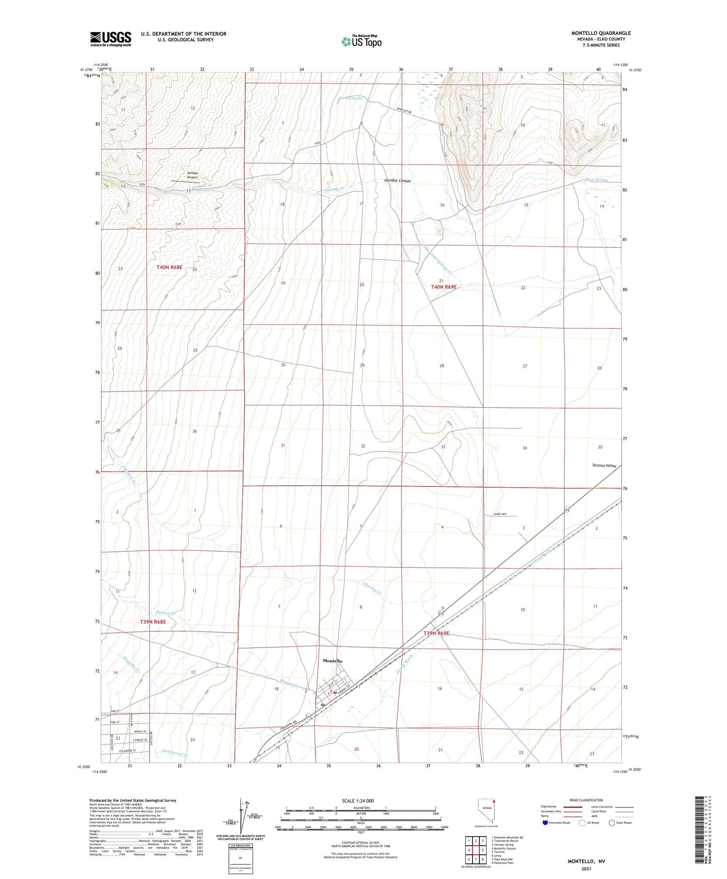 Montello Nevada US Topo Map Image