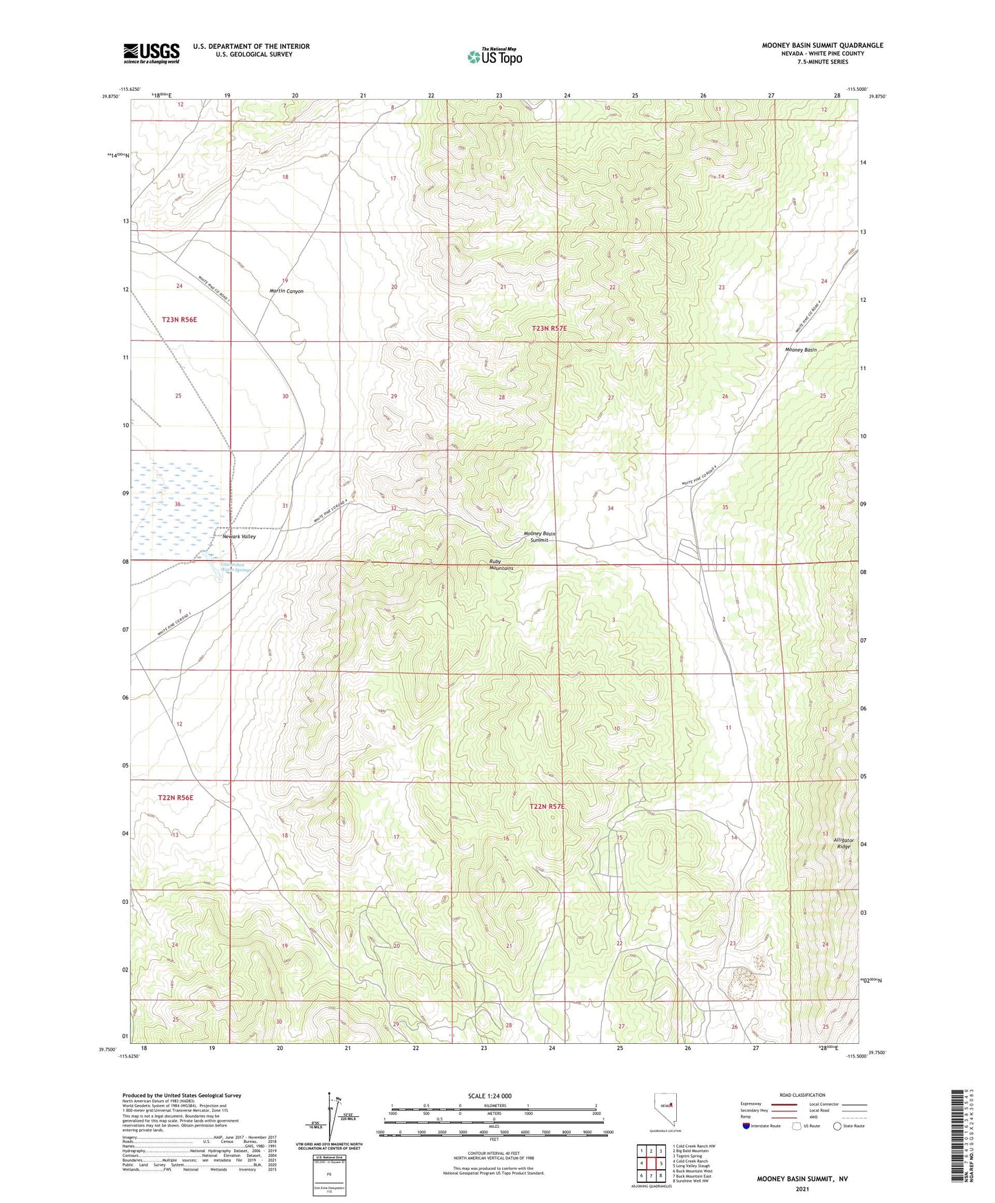 Mooney Basin Summit Nevada US Topo Map Image