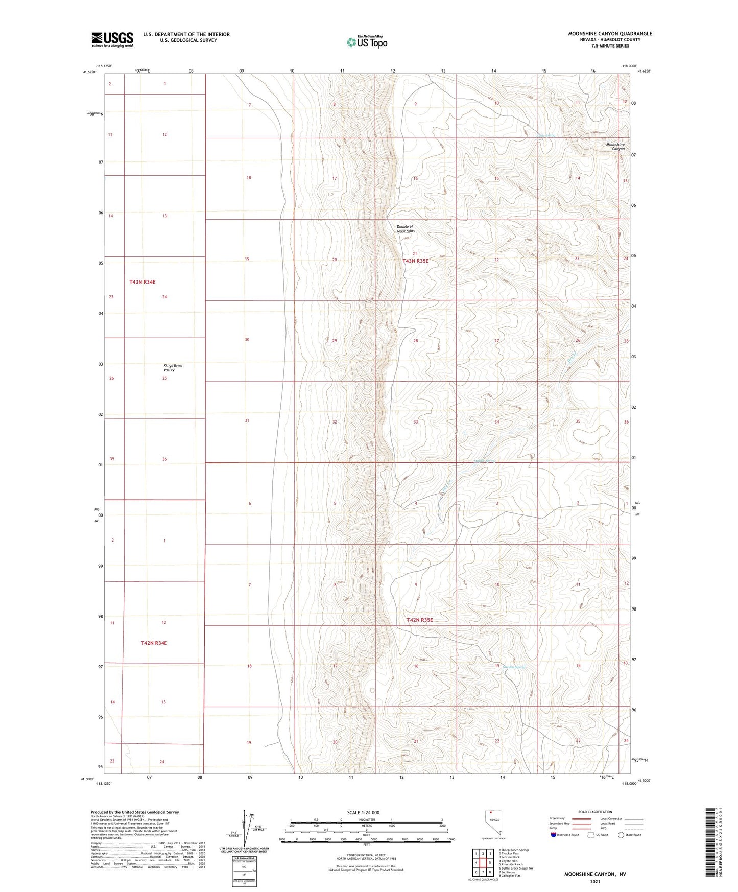 Moonshine Canyon Nevada US Topo Map Image