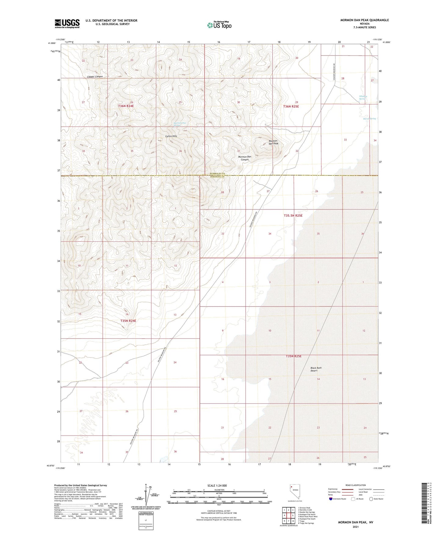 Mormon Dan Peak Nevada US Topo Map Image