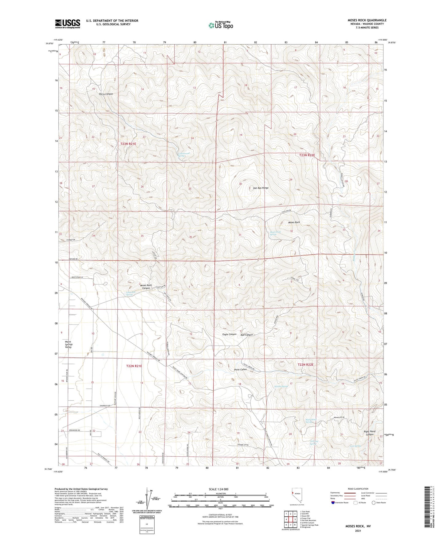 Moses Rock Nevada US Topo Map Image