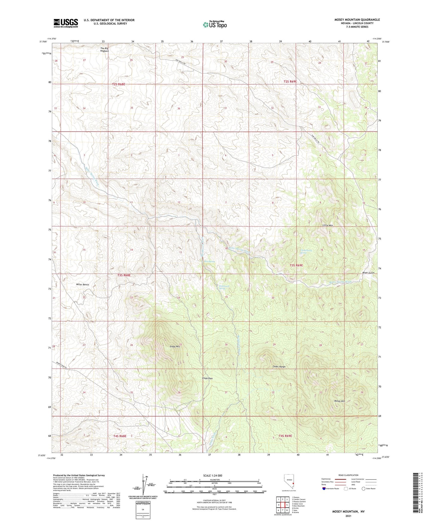 Mosey Mountain Nevada US Topo Map Image