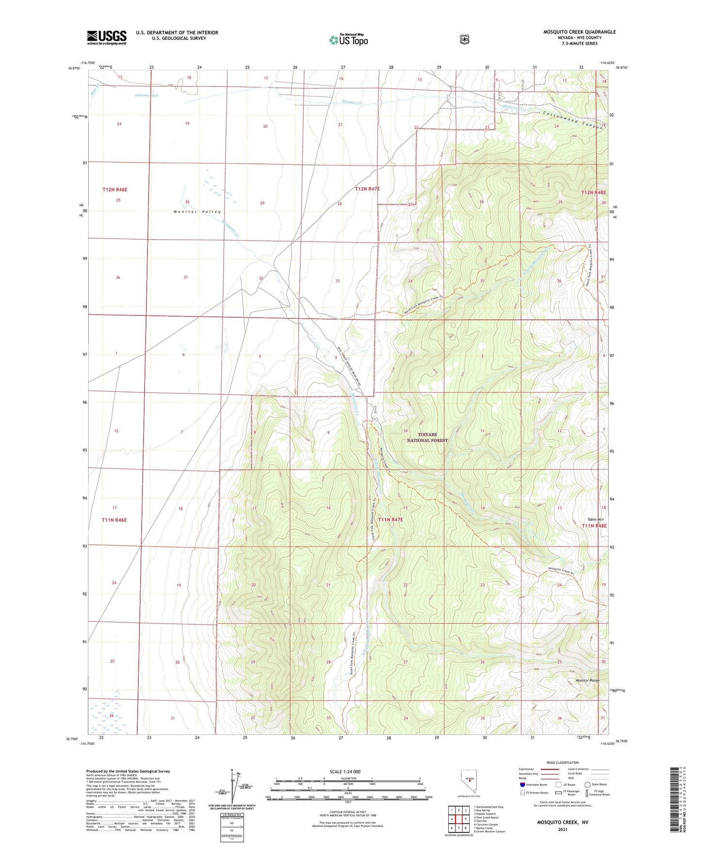 Mosquito Creek Nevada US Topo Map Image