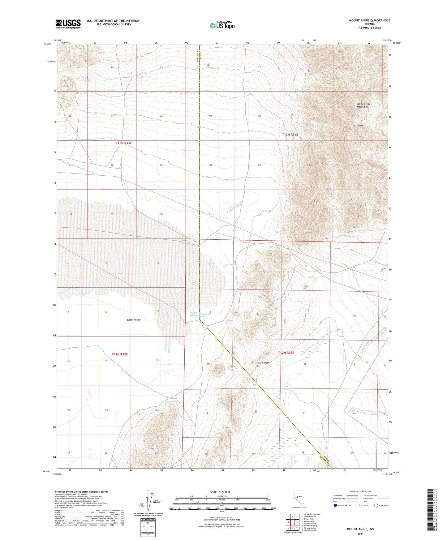 Mount Annie Nevada US Topo Map Image