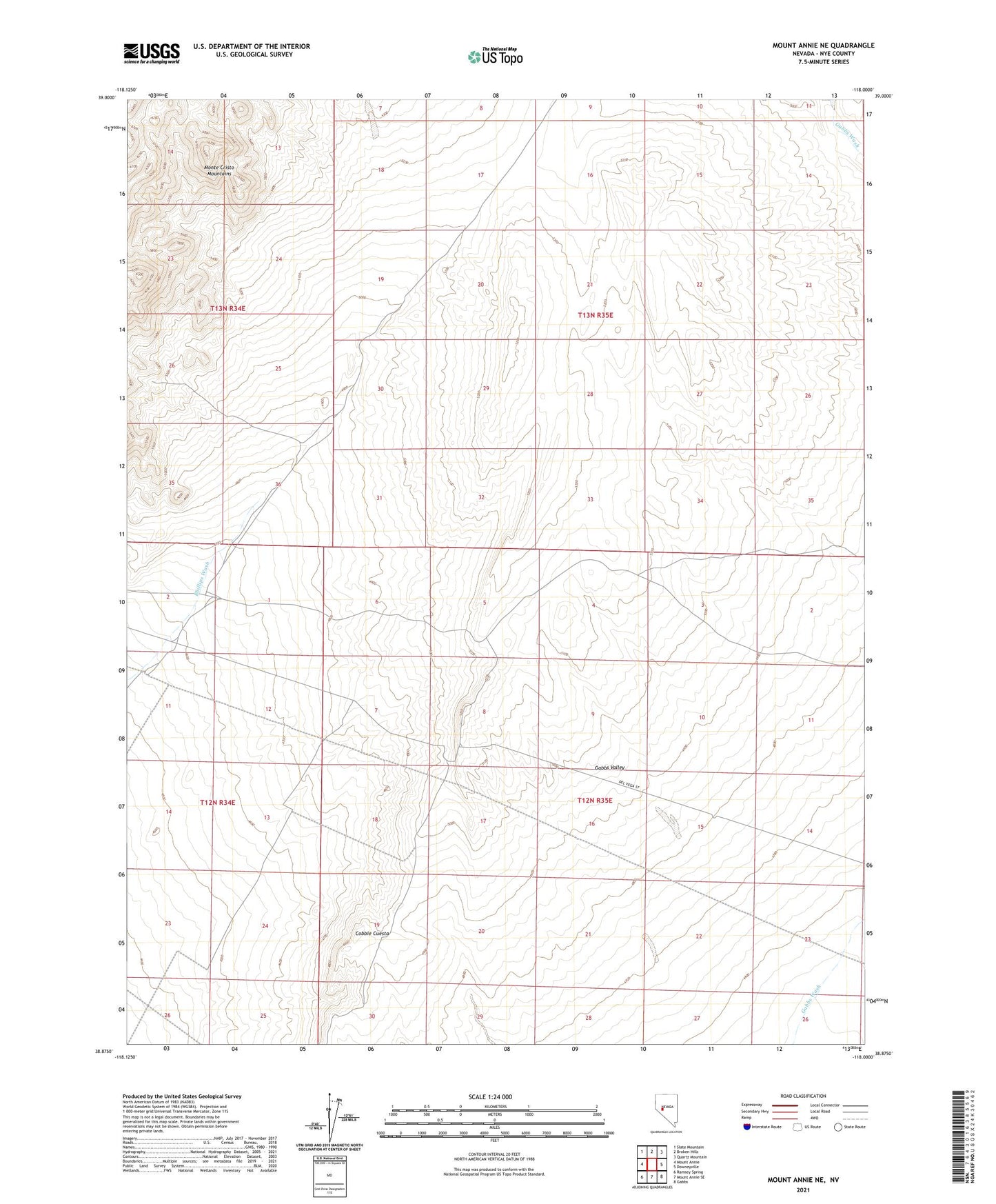 Mount Annie NE Nevada US Topo Map Image