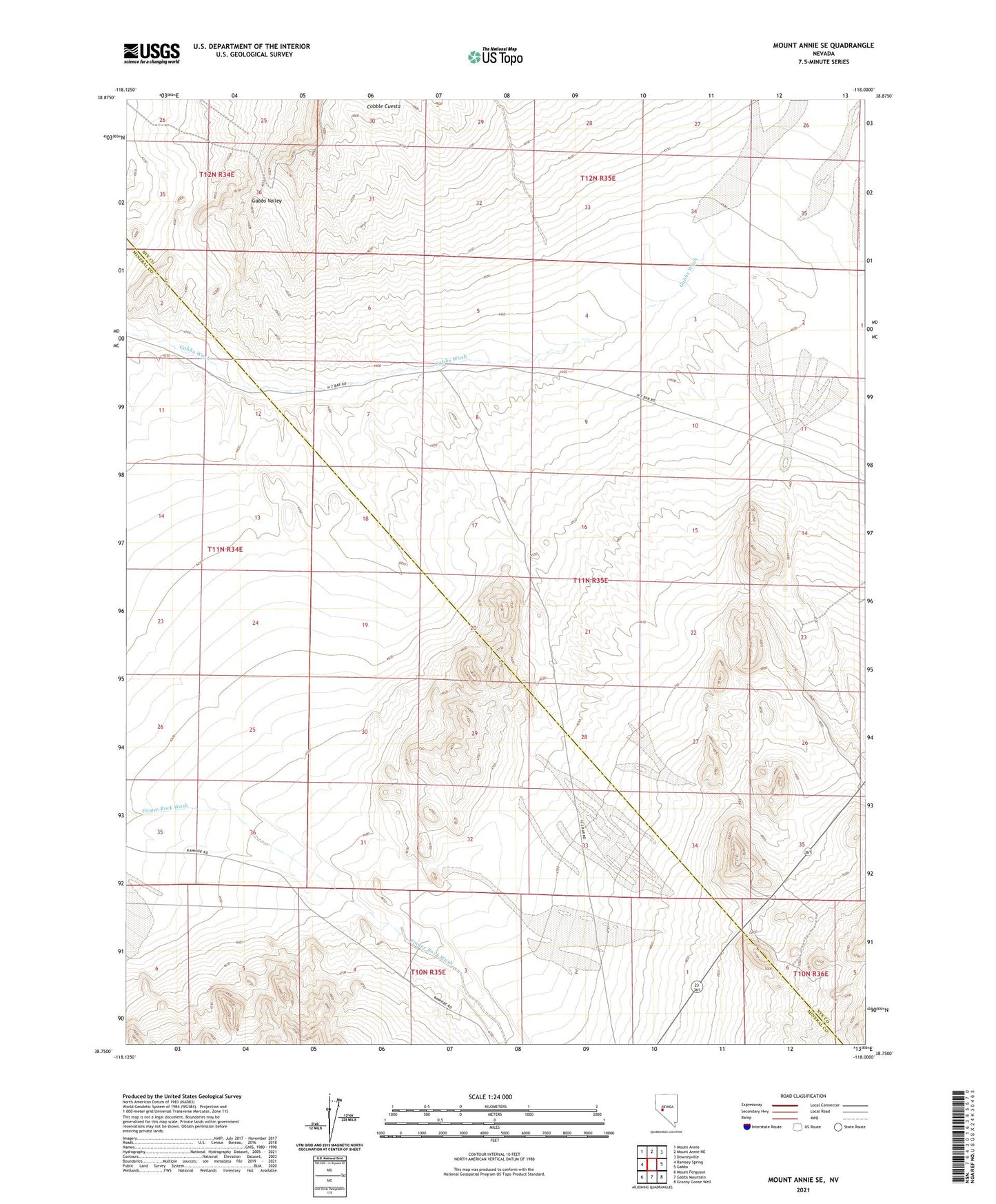 Mount Annie SE Nevada US Topo Map Image