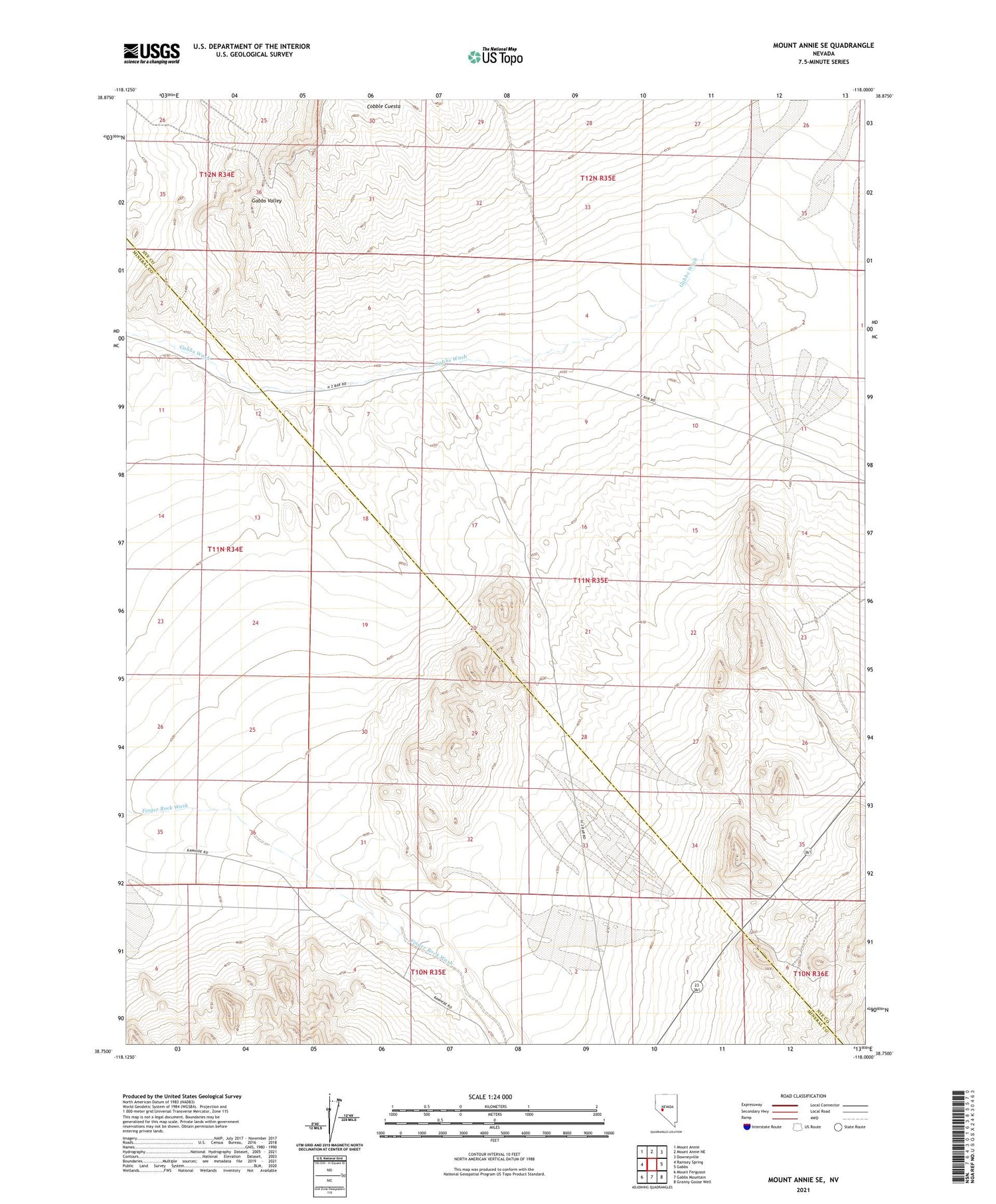Mount Annie SE Nevada US Topo Map Image