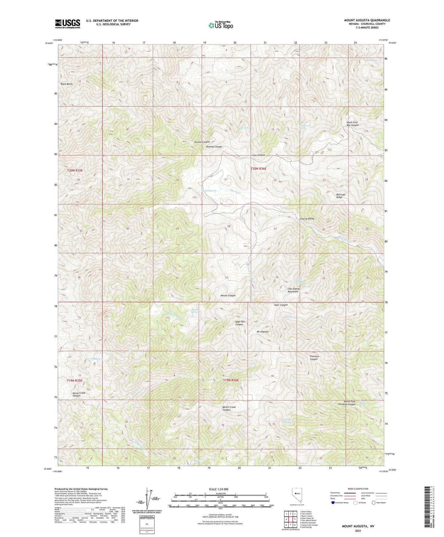 Mount Augusta Nevada US Topo Map Image