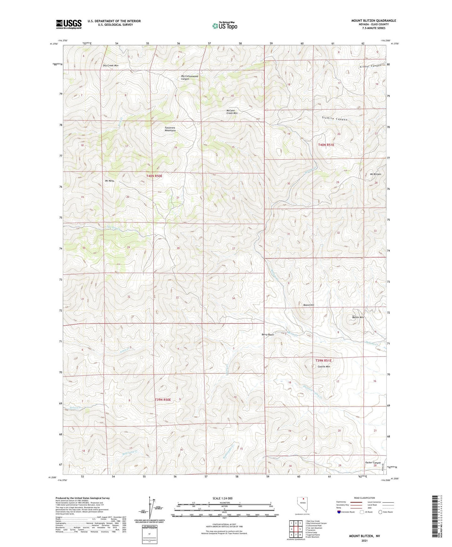 Mount Blitzen Nevada US Topo Map Image