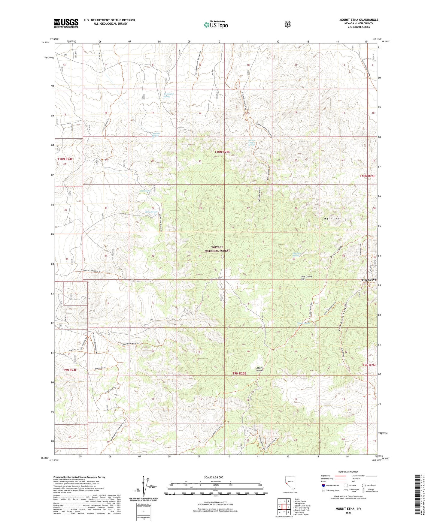 Mount Etna Nevada US Topo Map Image