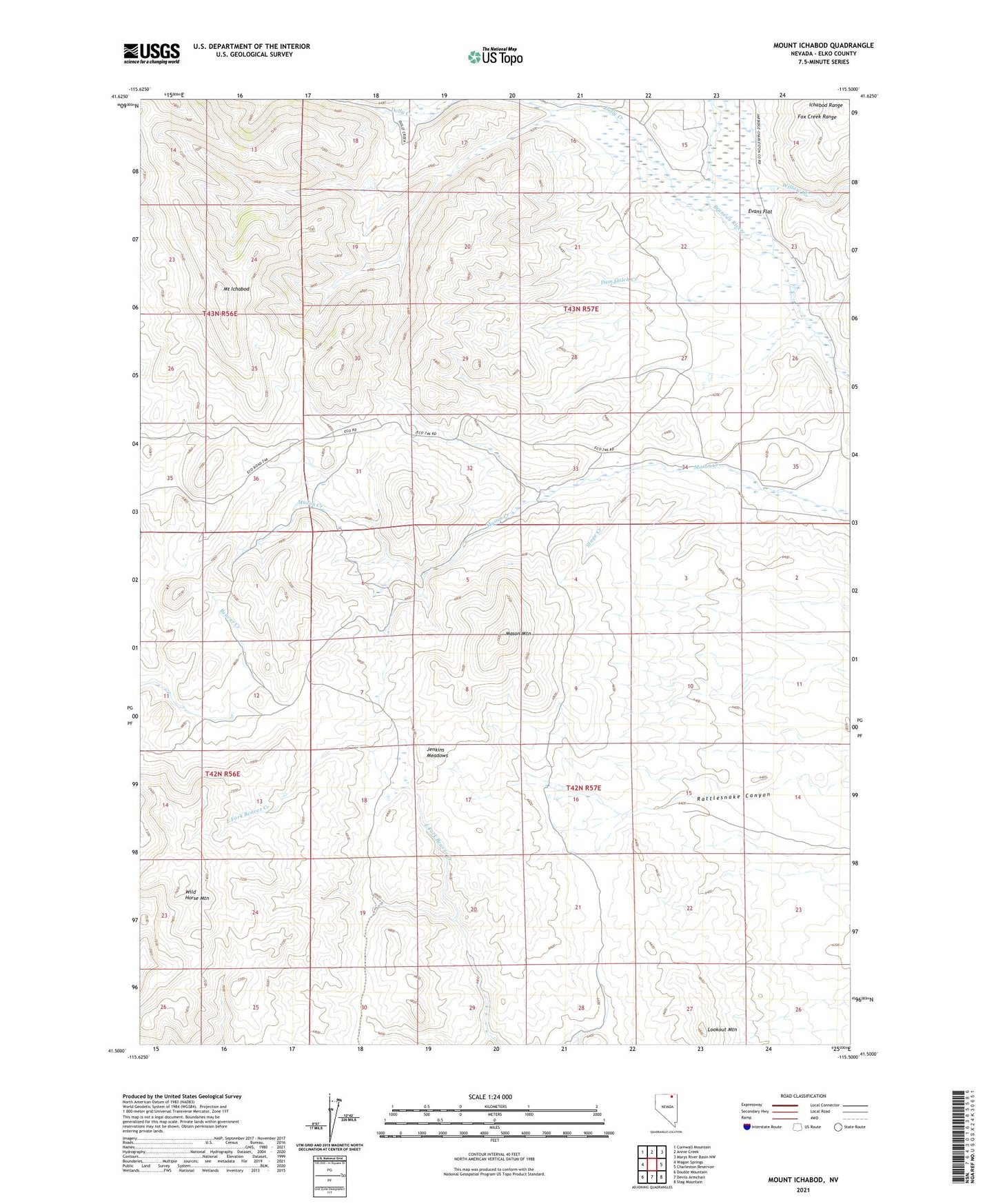 Mount Ichabod Nevada US Topo Map Image