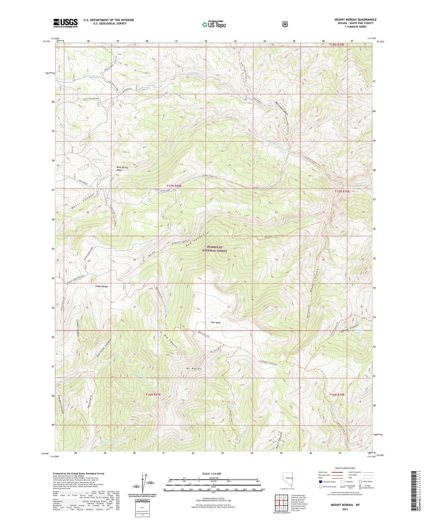 Mount Moriah Nevada US Topo Map Image