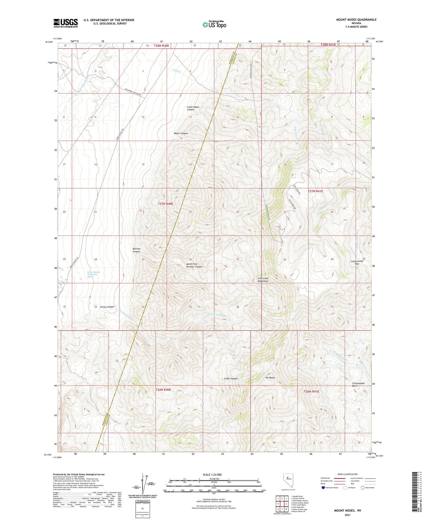 Mount Moses Nevada US Topo Map Image