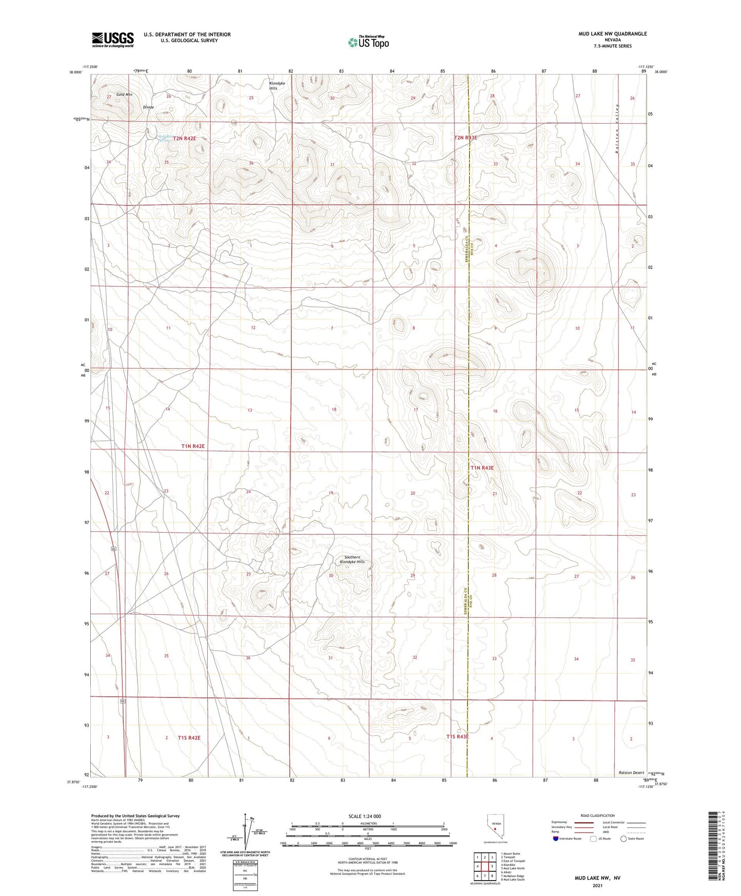 Mud Lake NW Nevada US Topo Map Image
